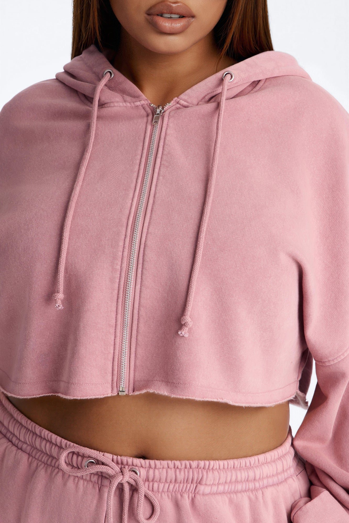 On The Go Fleece Cropped Jogger Set - Mauve - Image 6