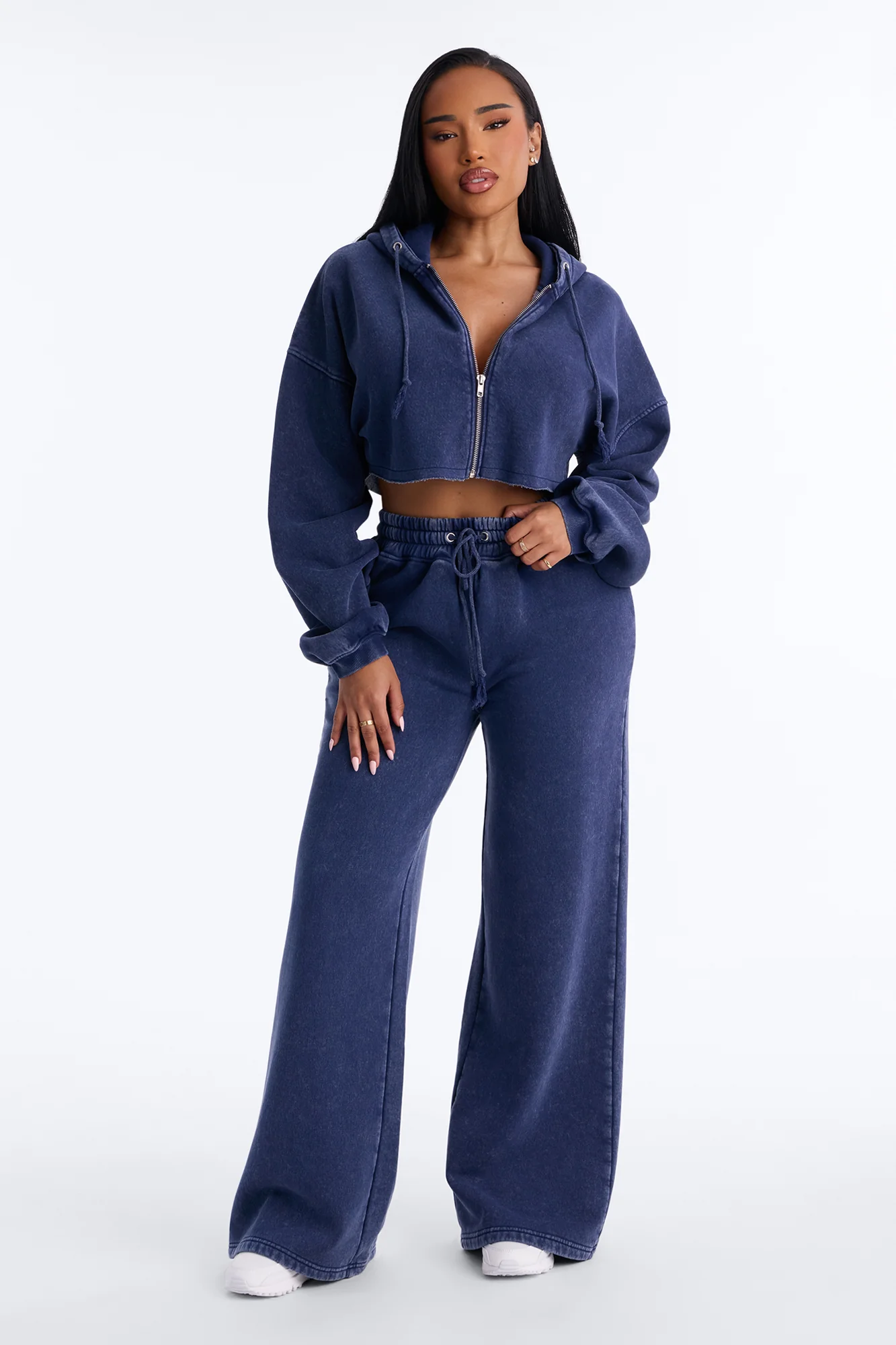 On The Go Fleece Pant Set - Navy