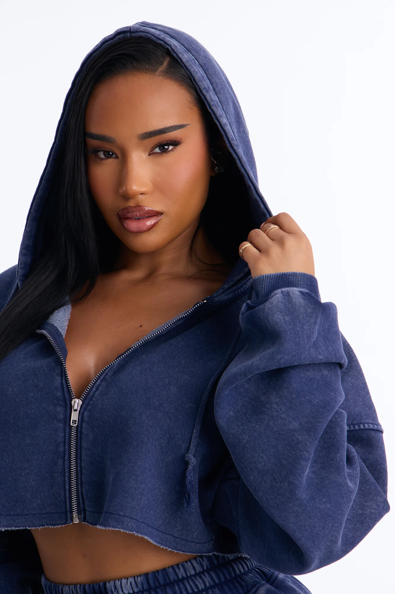 On The Go Fleece Pant Set - Navy - Image 3