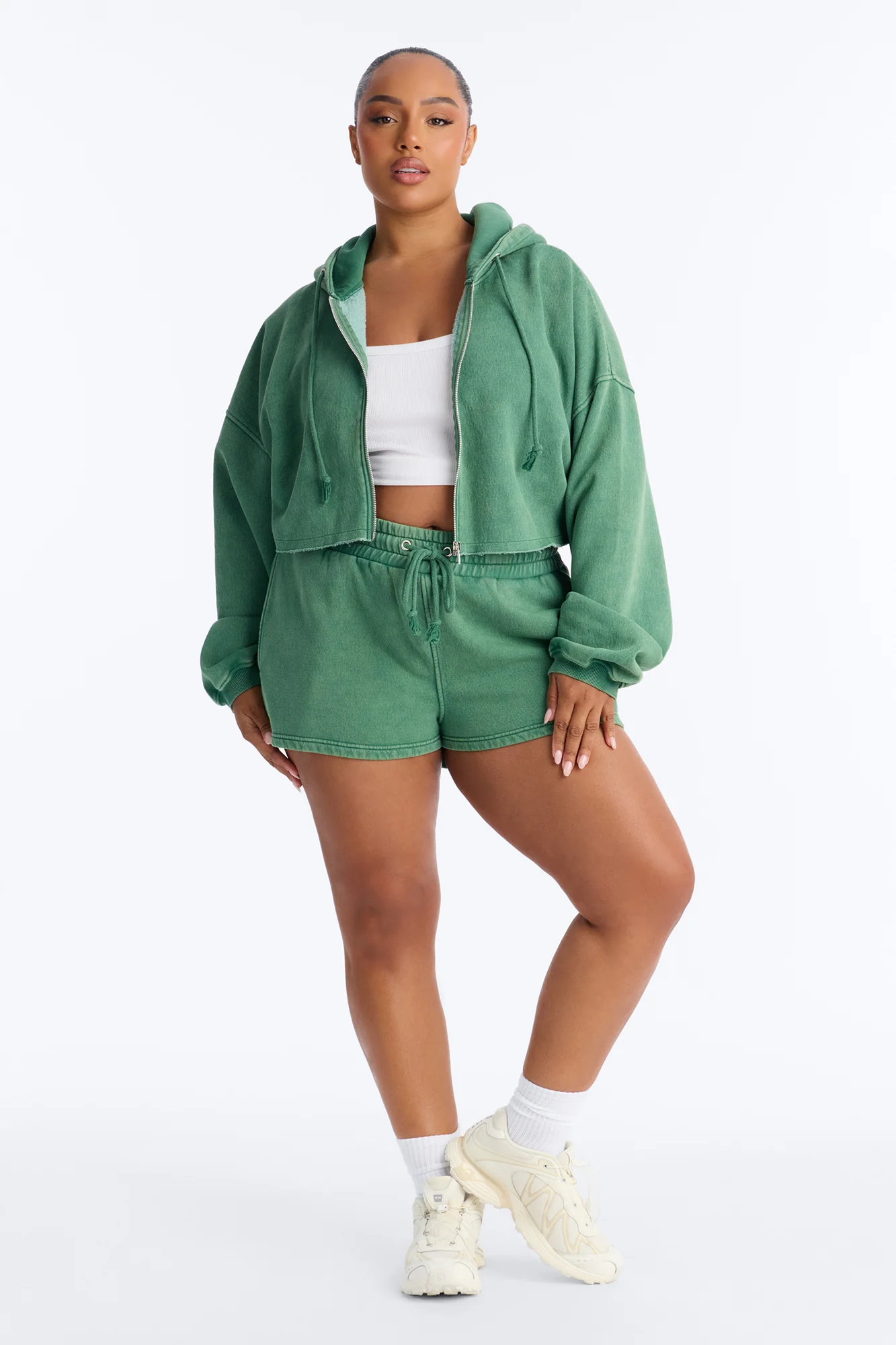 On The Go Washed Short Set - Green - Image 5