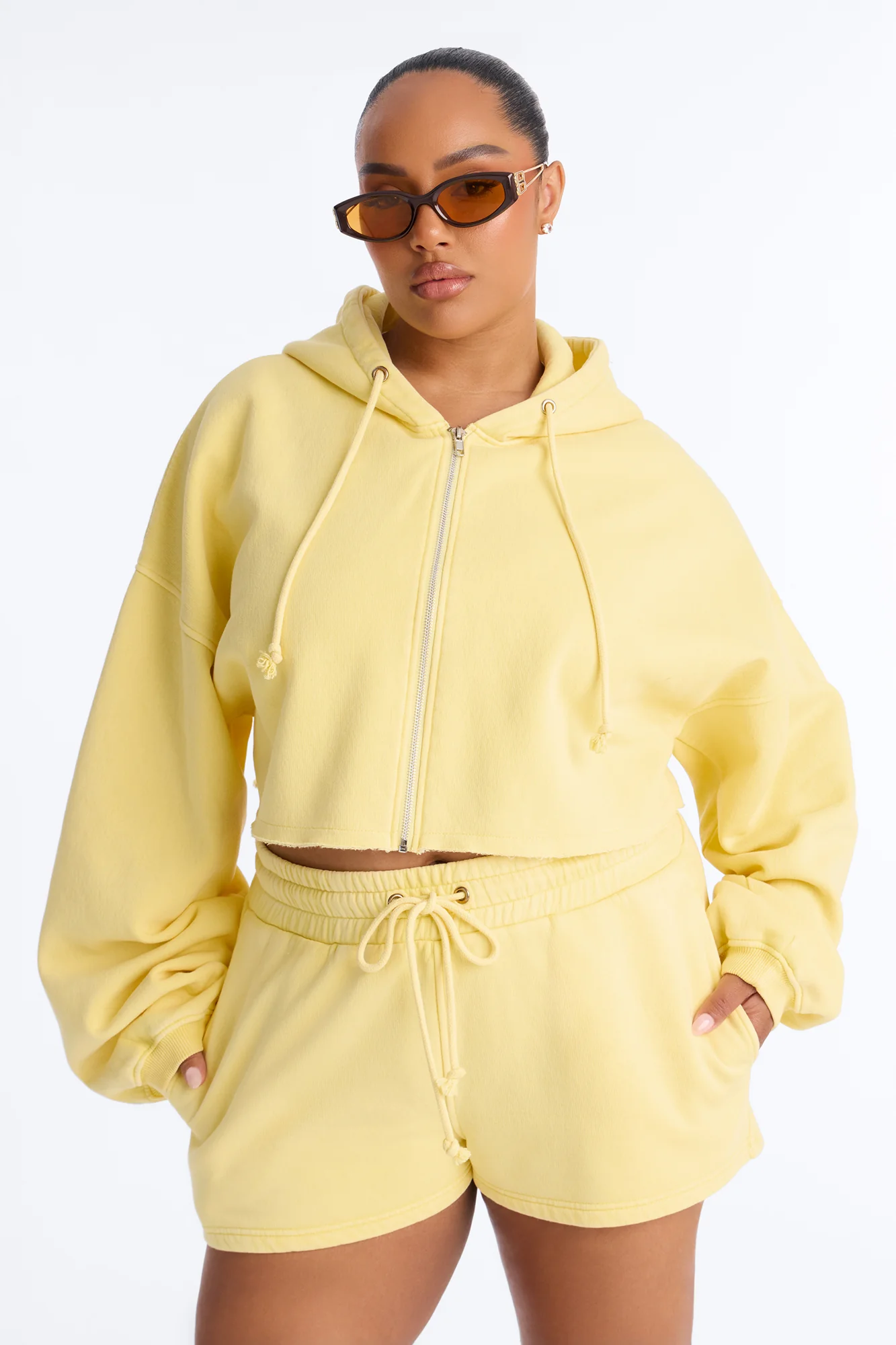 On The Go Washed Short Set - Yellow - Image 7