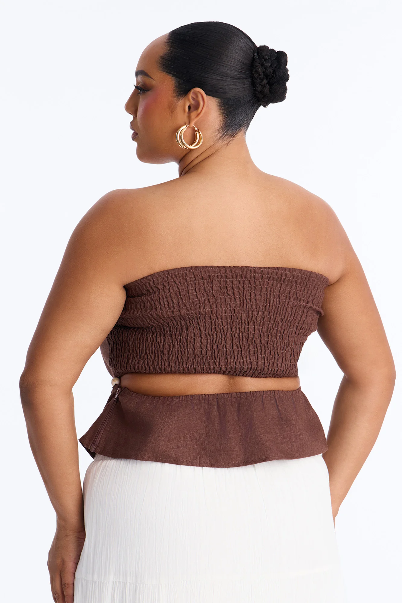 On The Guest List Beaded Linen Top - Brown - Image 8
