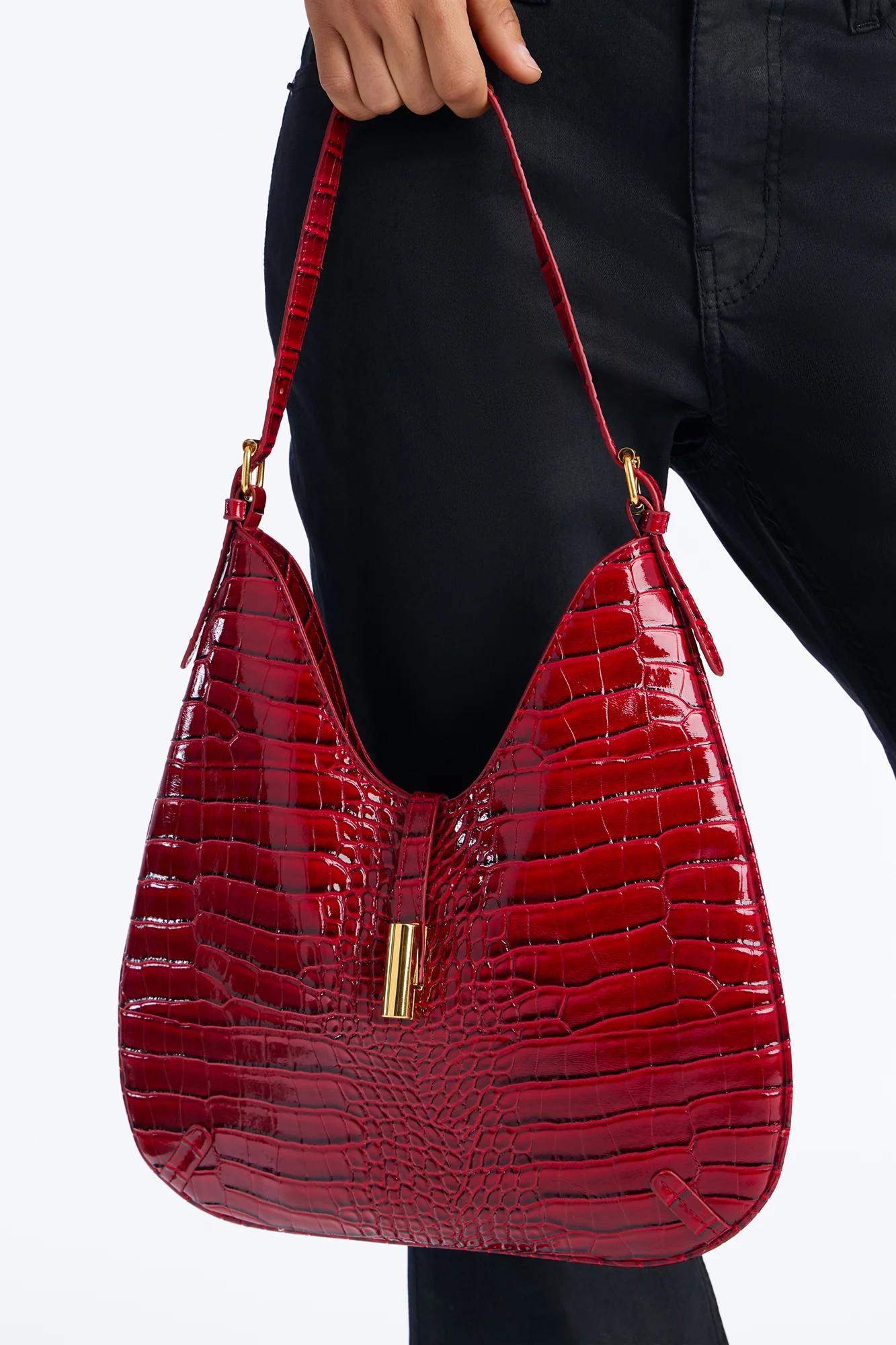On The List Faux Leather Shoulder Bag - Red