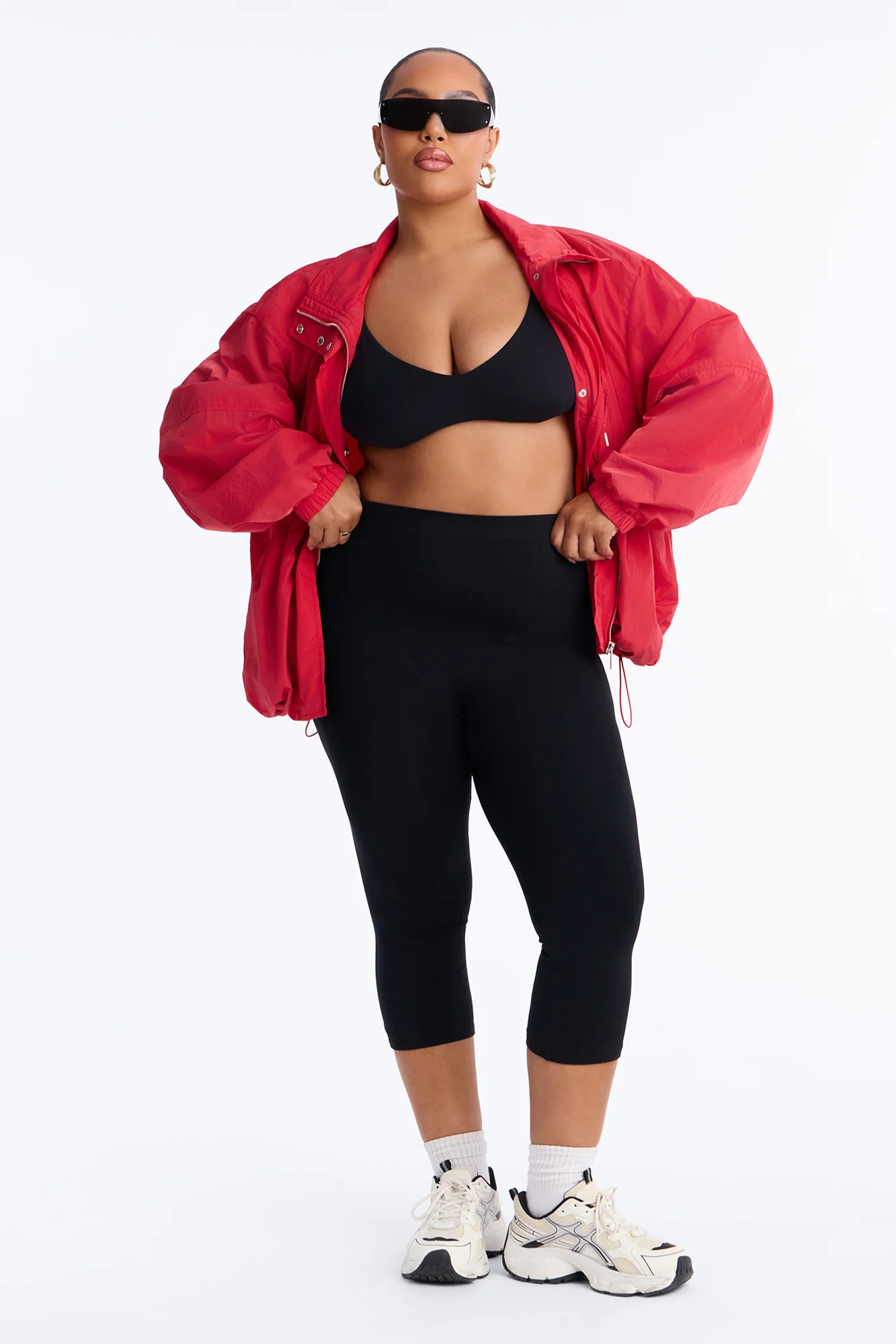 On The Move Funnel Neck Windbreaker Jacket - Red - Image 2
