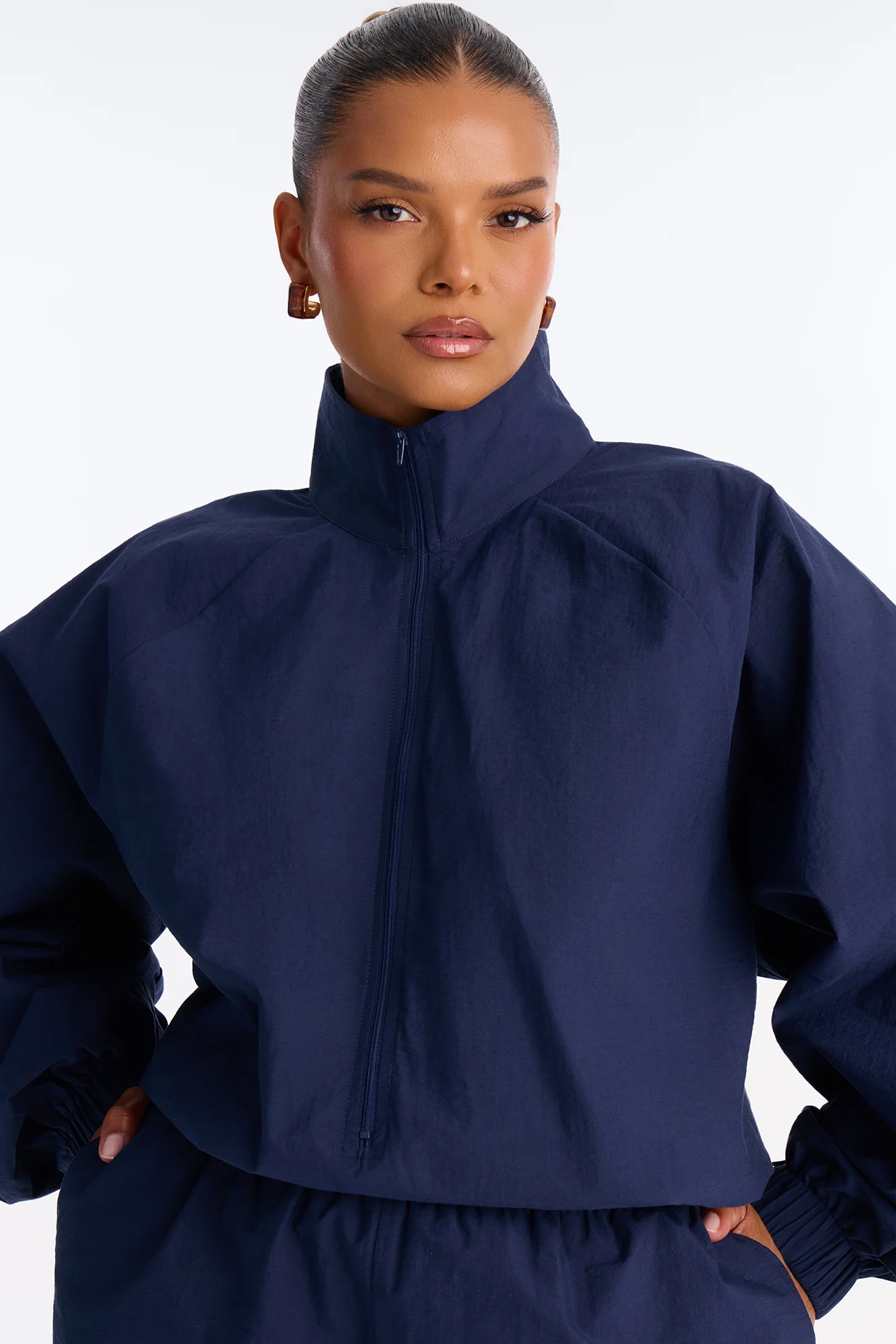 On The Move Windbreaker Long Sleeve Romper - Navy - Image 7