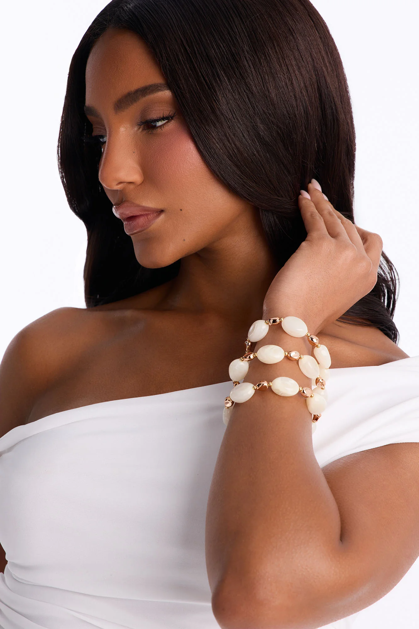 On Vacation 3 Piece Bracelet Set - White