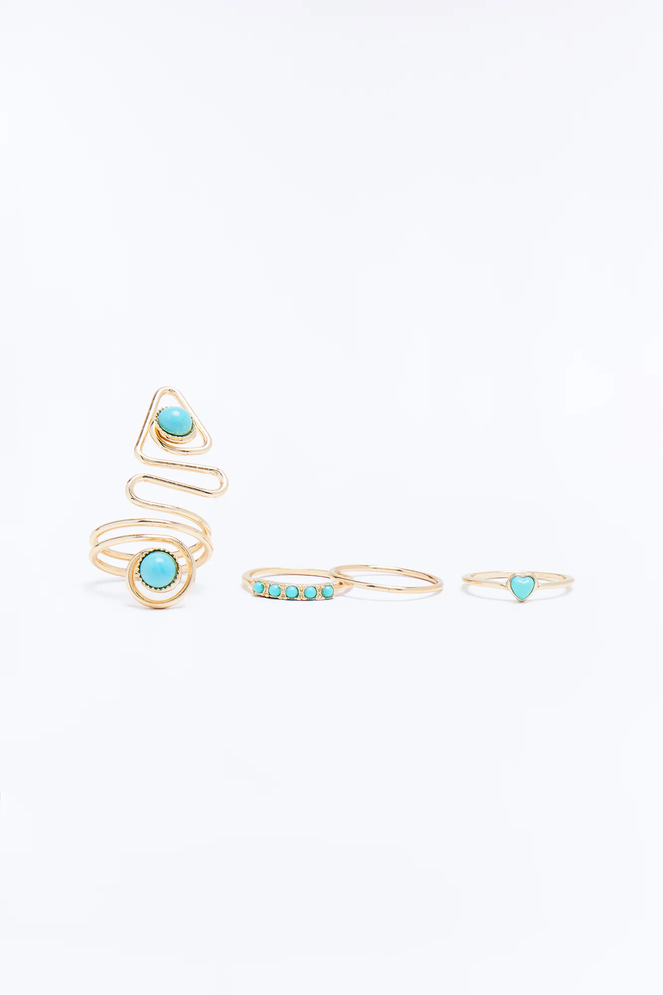 One Stop Away Jeweled 4 Piece Ring Set - Gold/Blue - Image 3