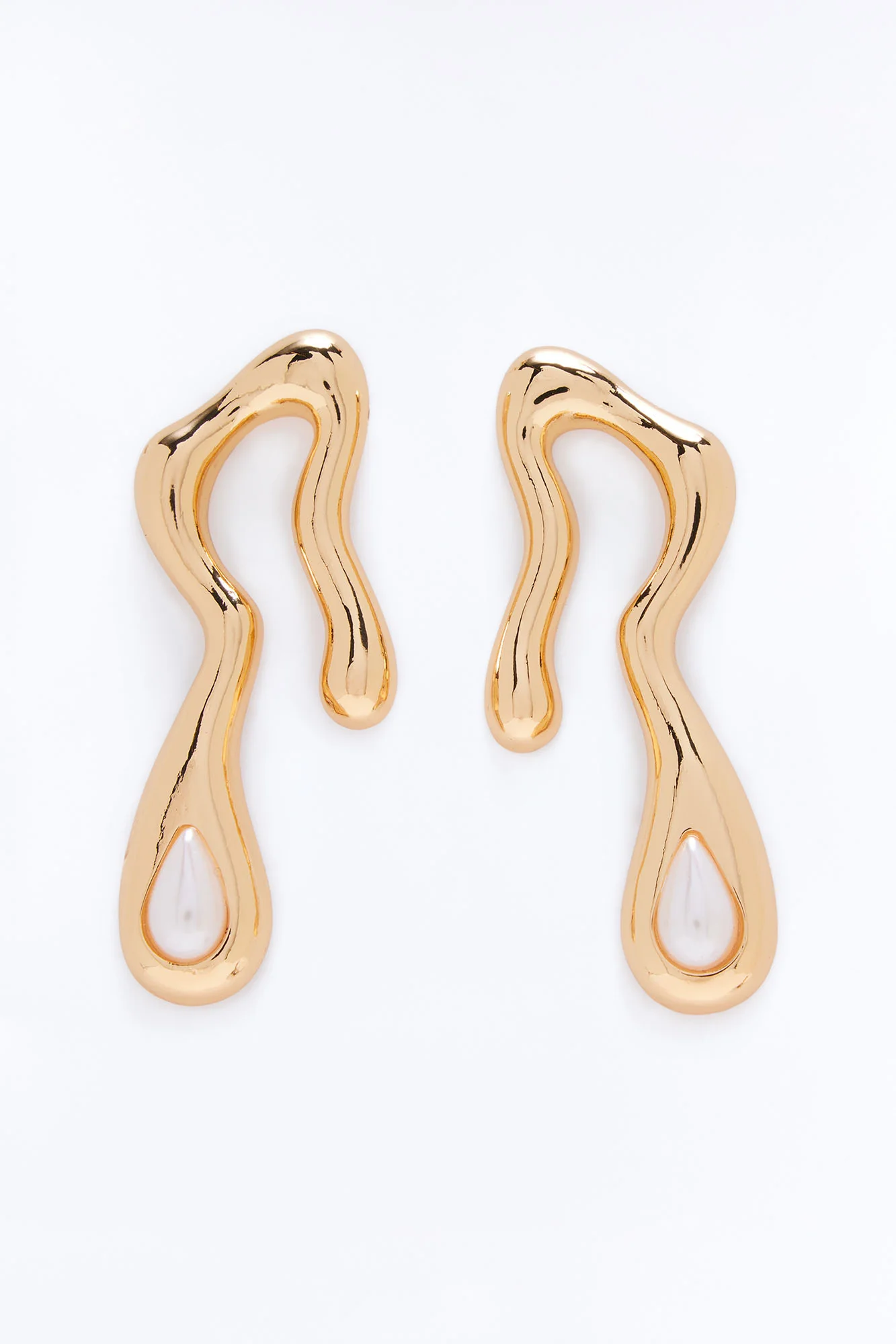 Opal Grace Abstract Drop Earrings - Gold - Image 3