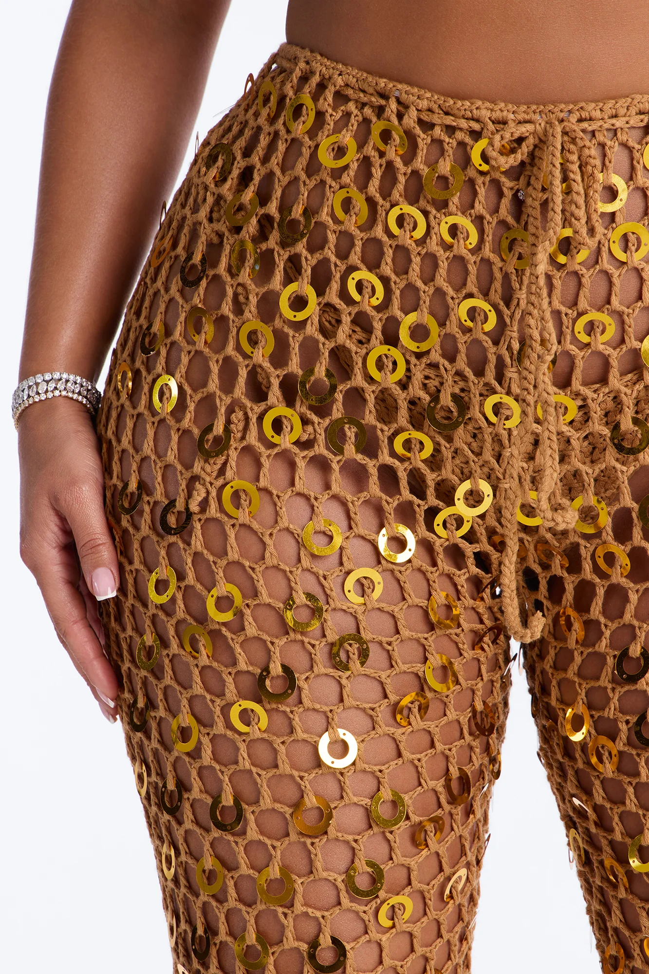 Out Here Bikini And Coverup Pant Set - Gold - Image 5