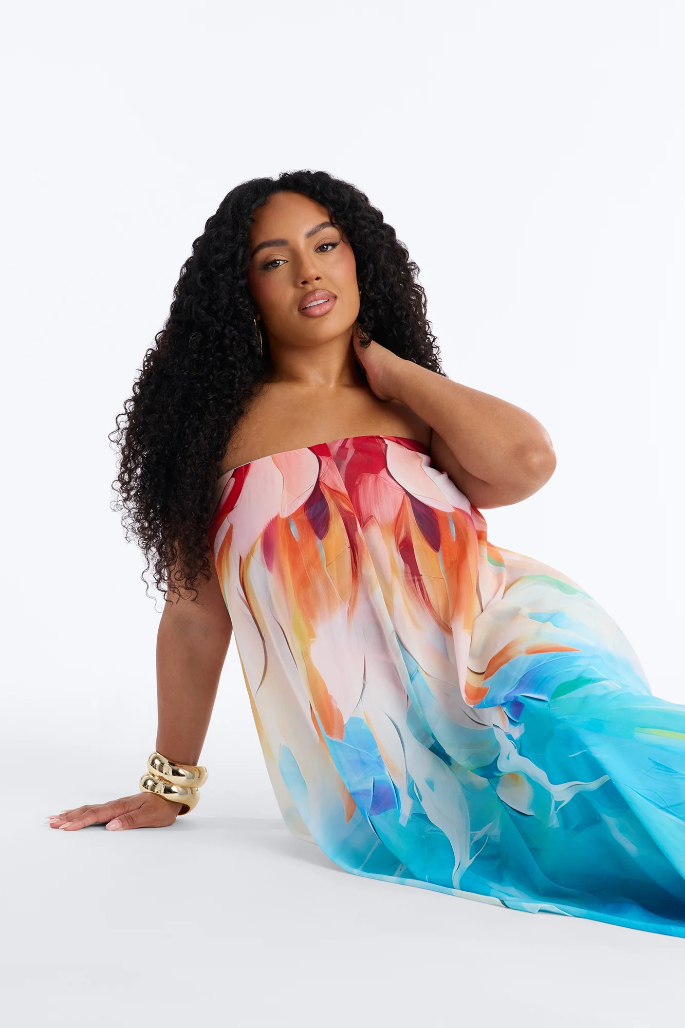 Out In Paradise Strapless Maxi Dress - Turquoise/combo - Image 7
