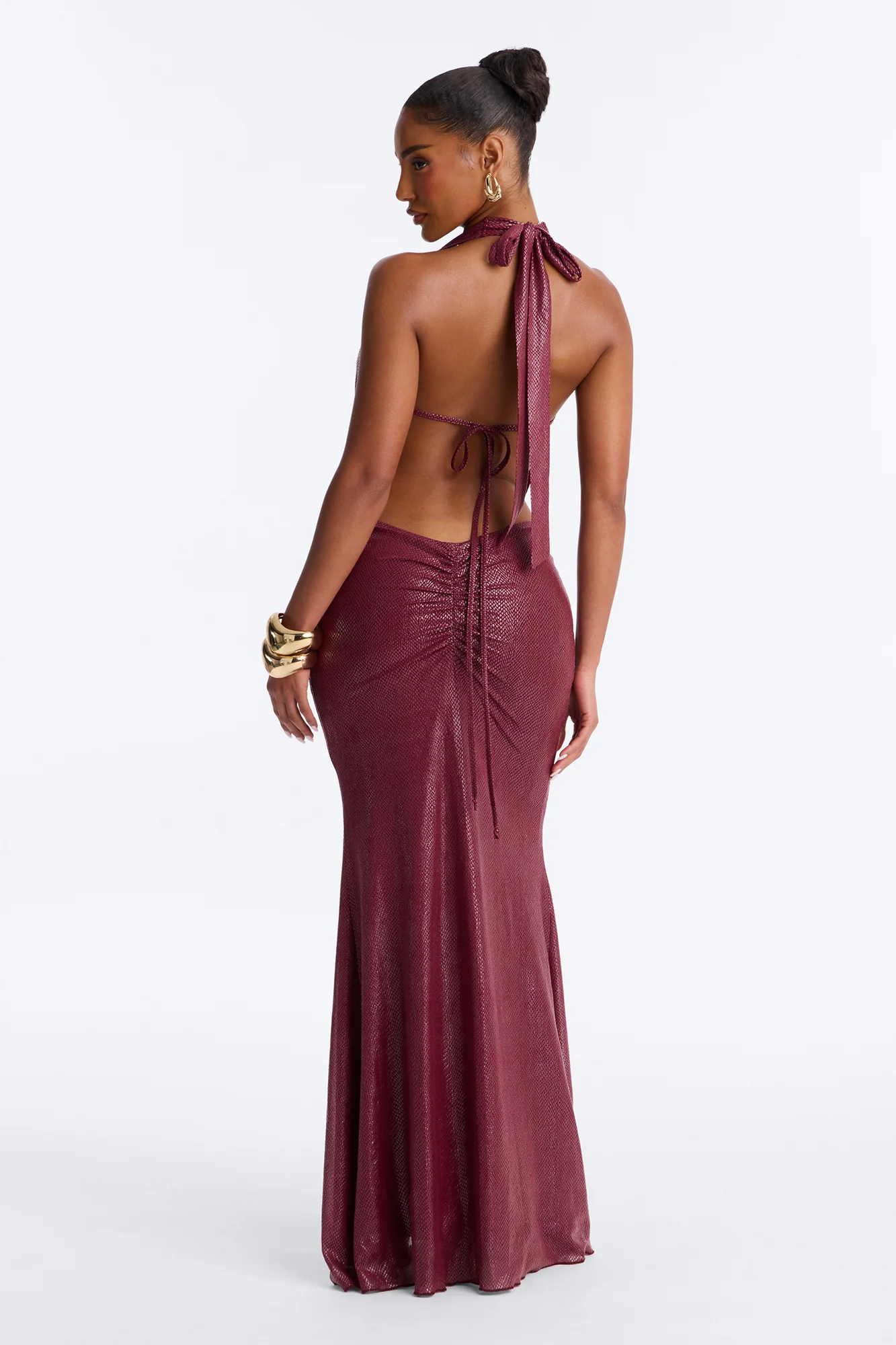 Out Of My Control Maxi Dress - Burgundy - Image 3