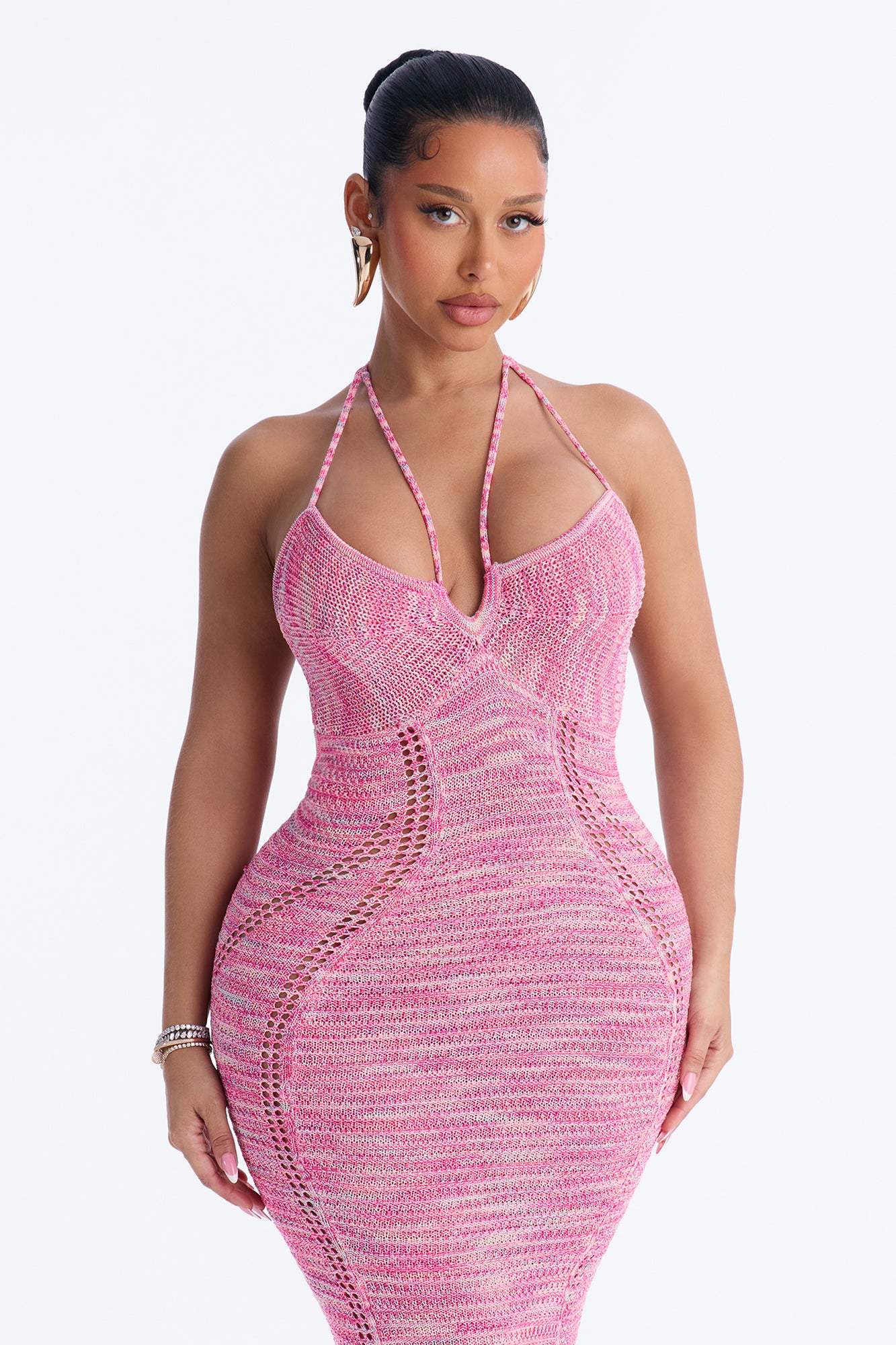Out Tonight Strappy Sweater Maxi Dress - Pink/combo - Image 5