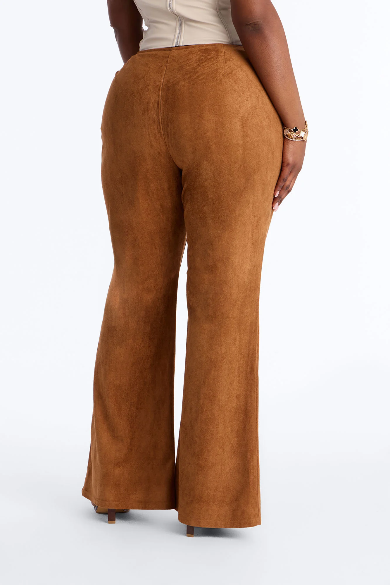 Out West Faux Suede Lace Front Straight Leg Pant - Camel - Image 8