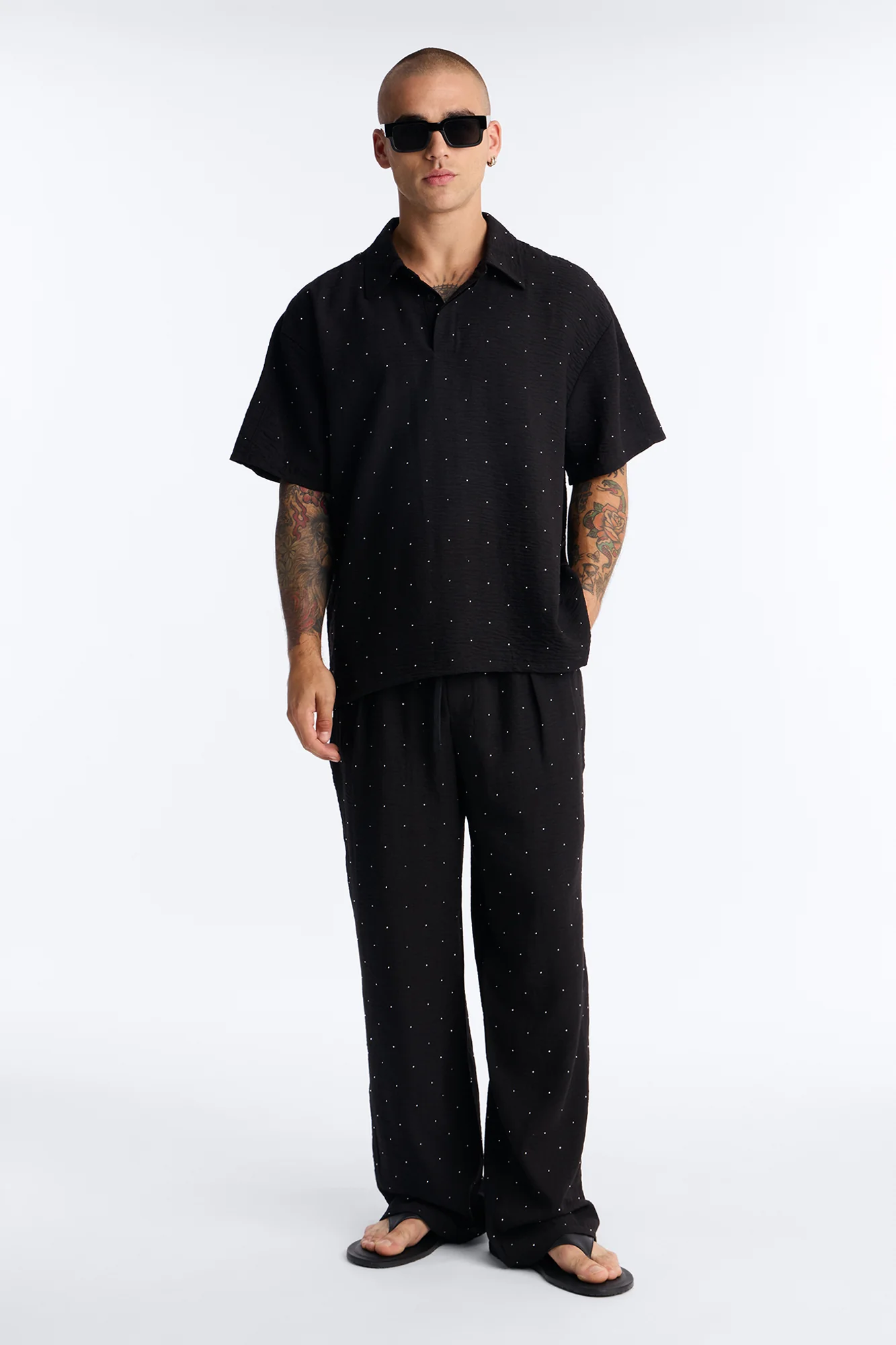 Oversized Midnight Glimmer Polo - Black - Image 2