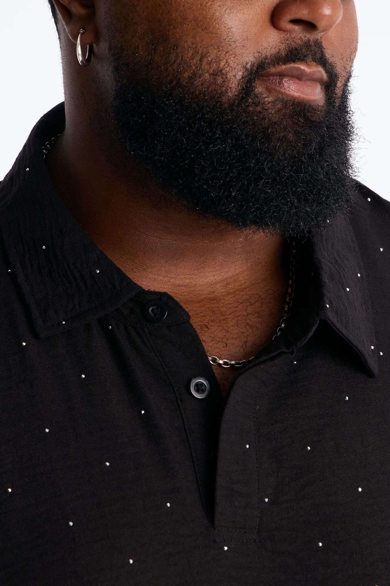 Oversized Midnight Glimmer Polo - Black - Image 7
