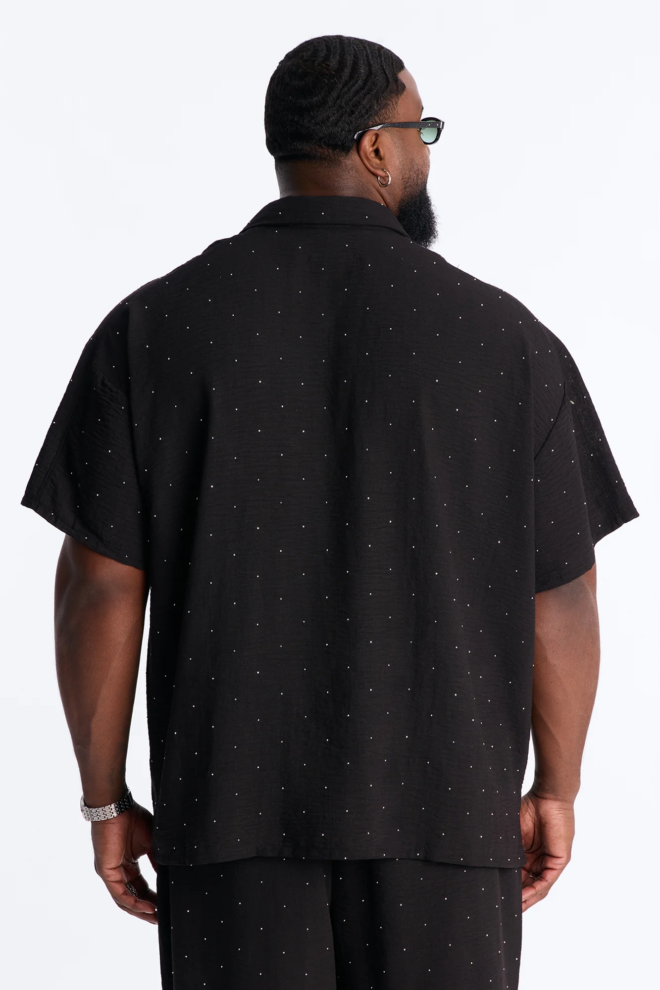 Oversized Midnight Glimmer Polo - Black - Image 8