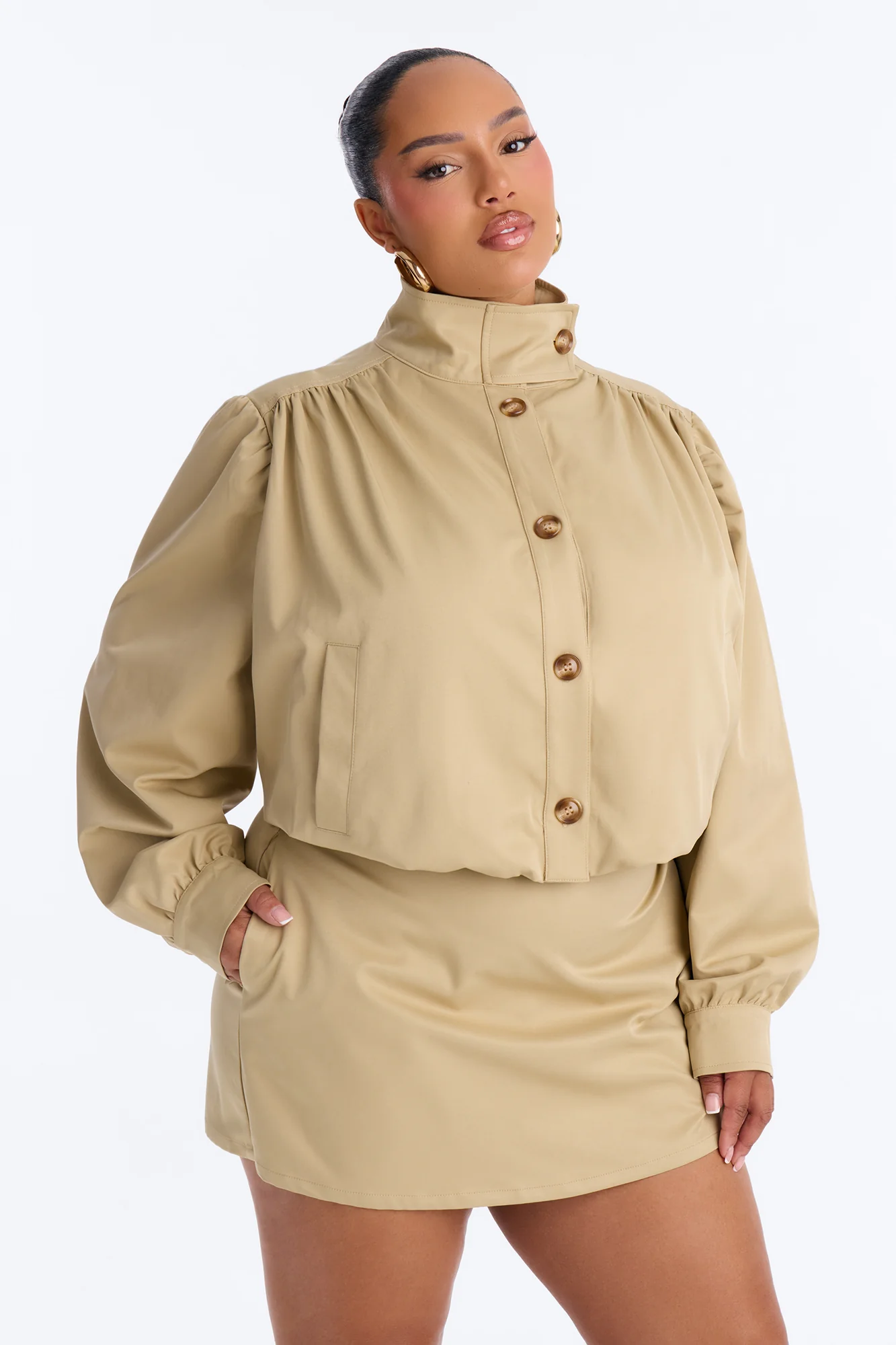Paige Bubble Skort Set - Khaki - Image 5