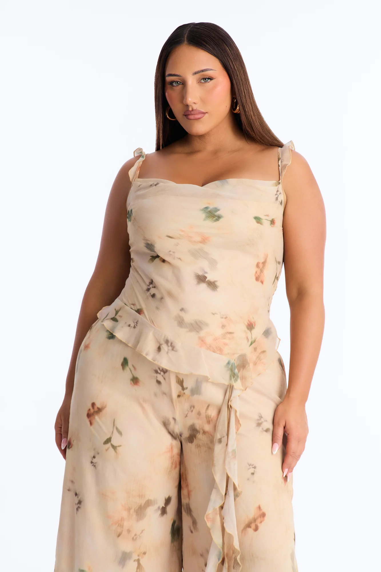 Paige Chiffon Floral Jumpsuit - Peach - Image 5