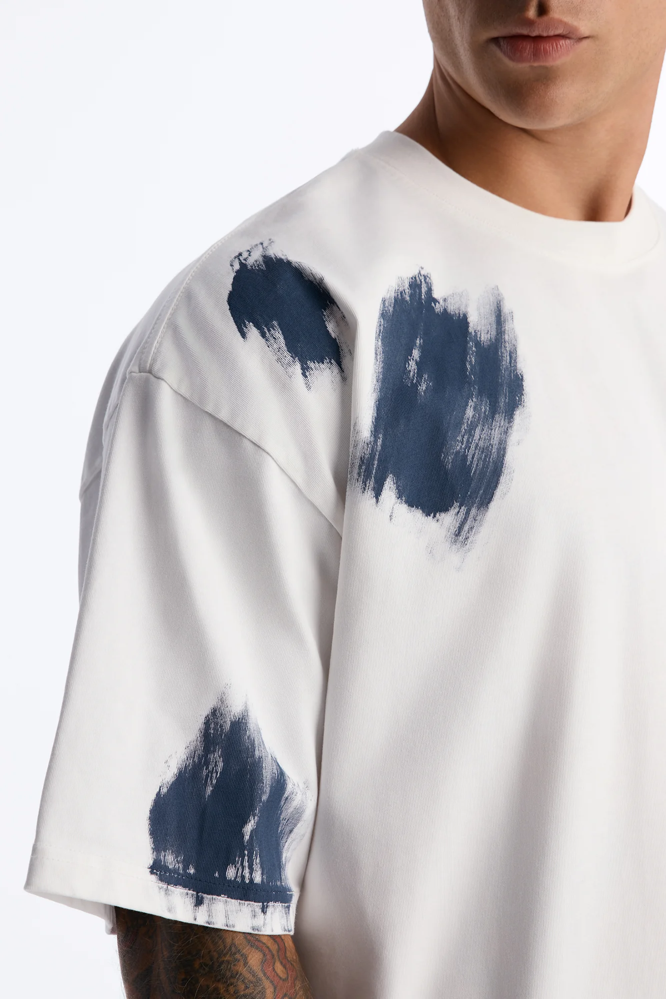 Paint Spray Crewneck Tee - White/combo - Image 3