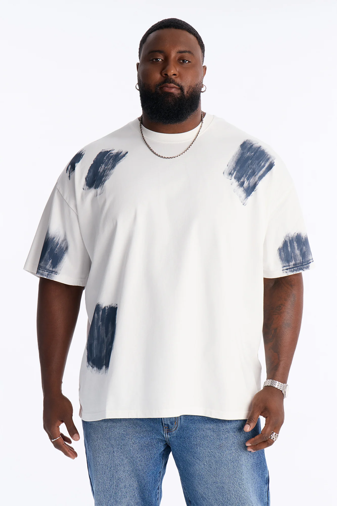 Paint Spray Crewneck Tee - White/combo - Image 5
