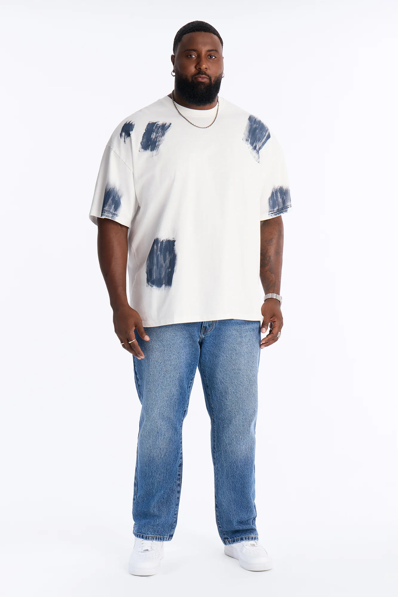 Paint Spray Crewneck Tee - White/combo - Image 6