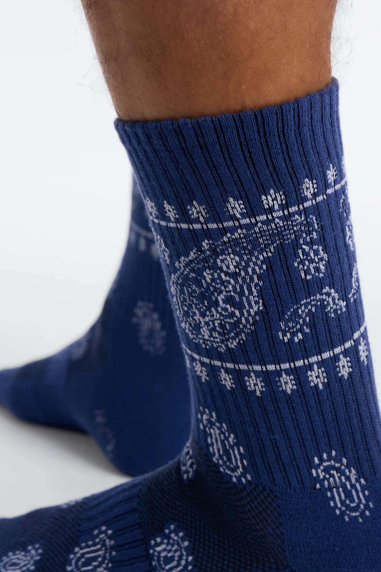 Paisley Bandana Crew Socks - Blue - Image 2