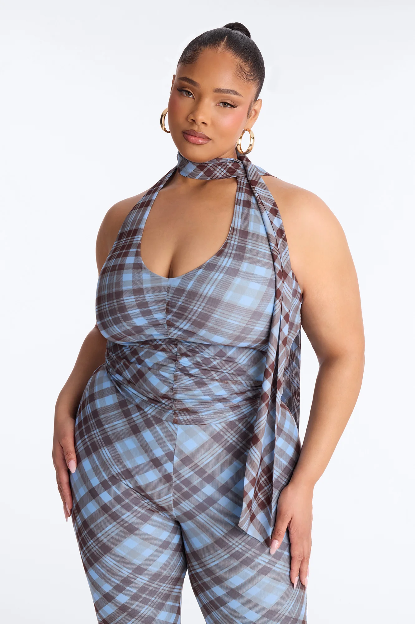 Paloma Plaid Halter 3 Piece Capri Set - Blue/combo - Image 6