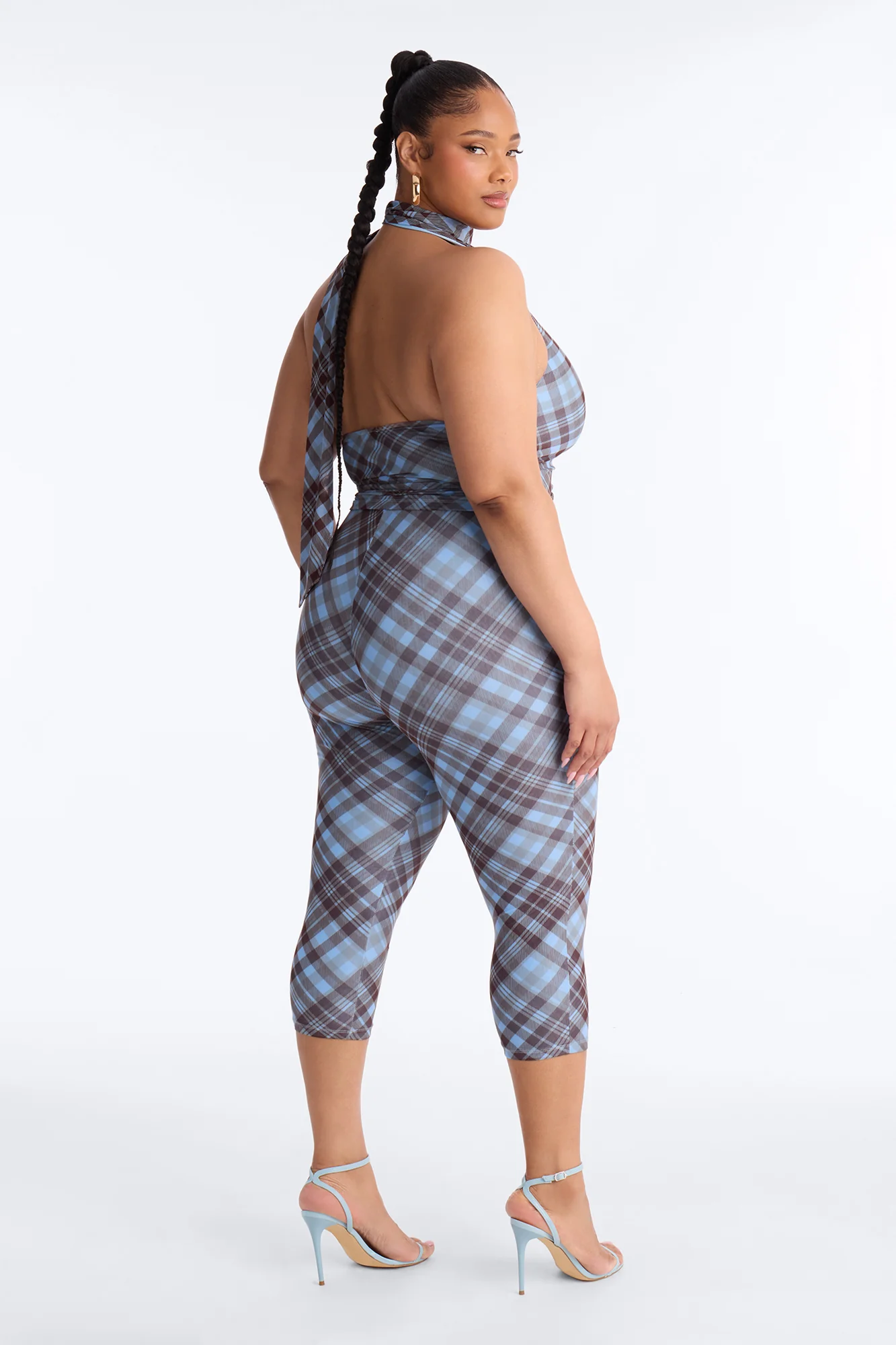 Paloma Plaid Halter 3 Piece Capri Set - Blue/combo - Image 8