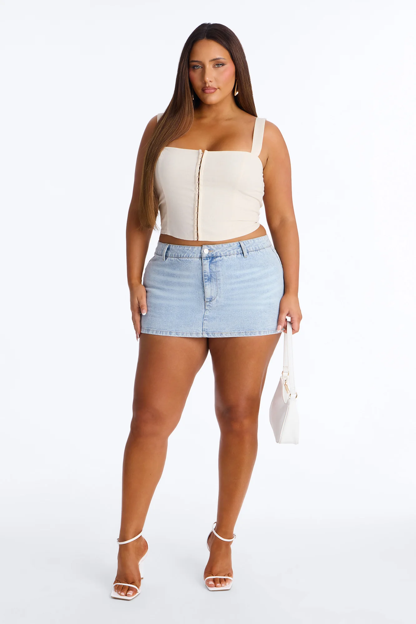 Pamela Denim Micro Mini Skort - Light Wash - Image 5