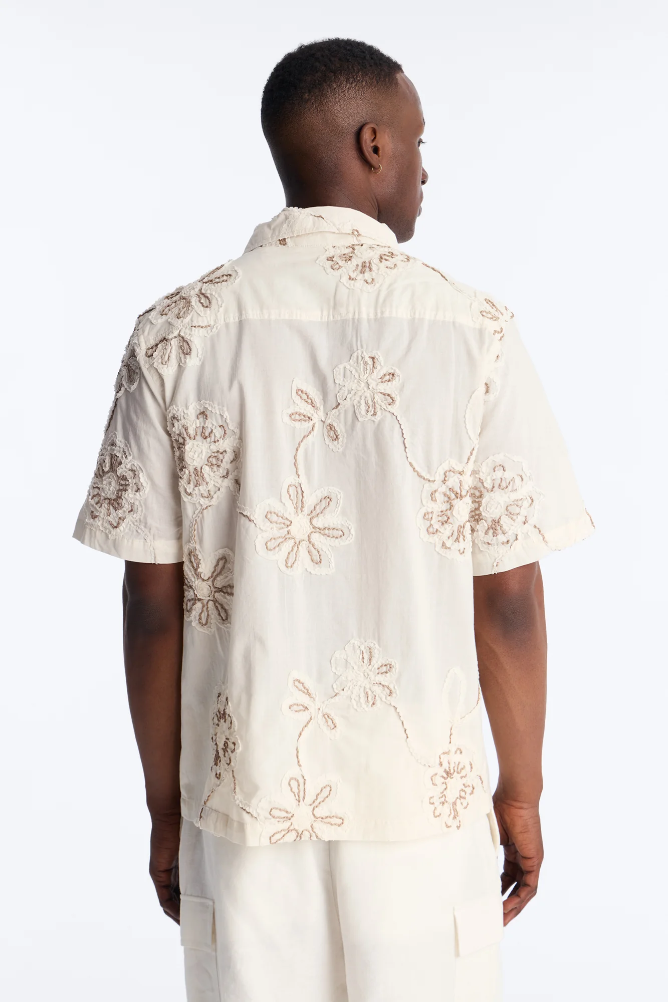 Paper Flore Short Sleeve Button Up Shirt - Cream - Image 4