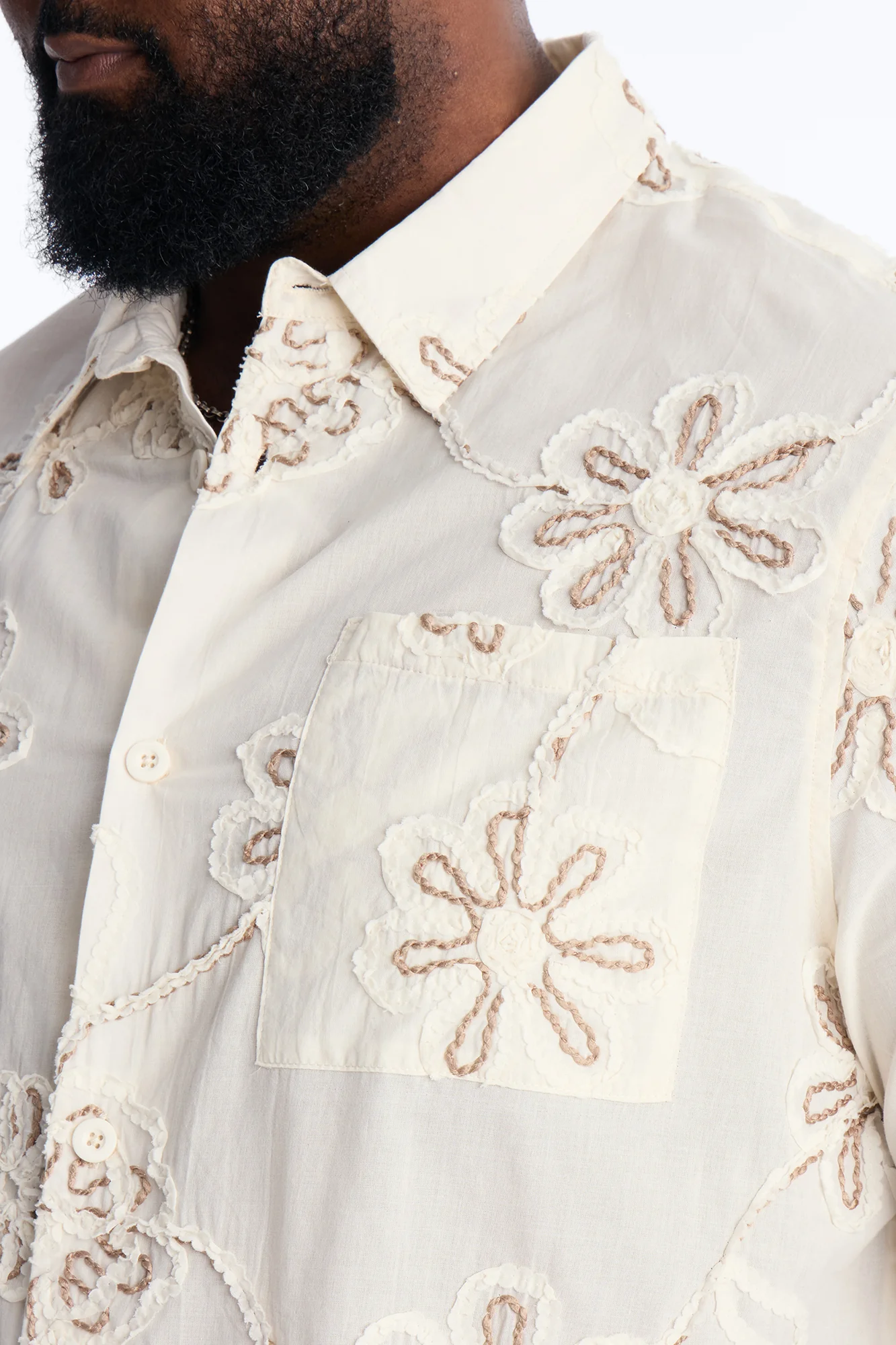 Paper Flore Short Sleeve Button Up Shirt - Cream - Image 7
