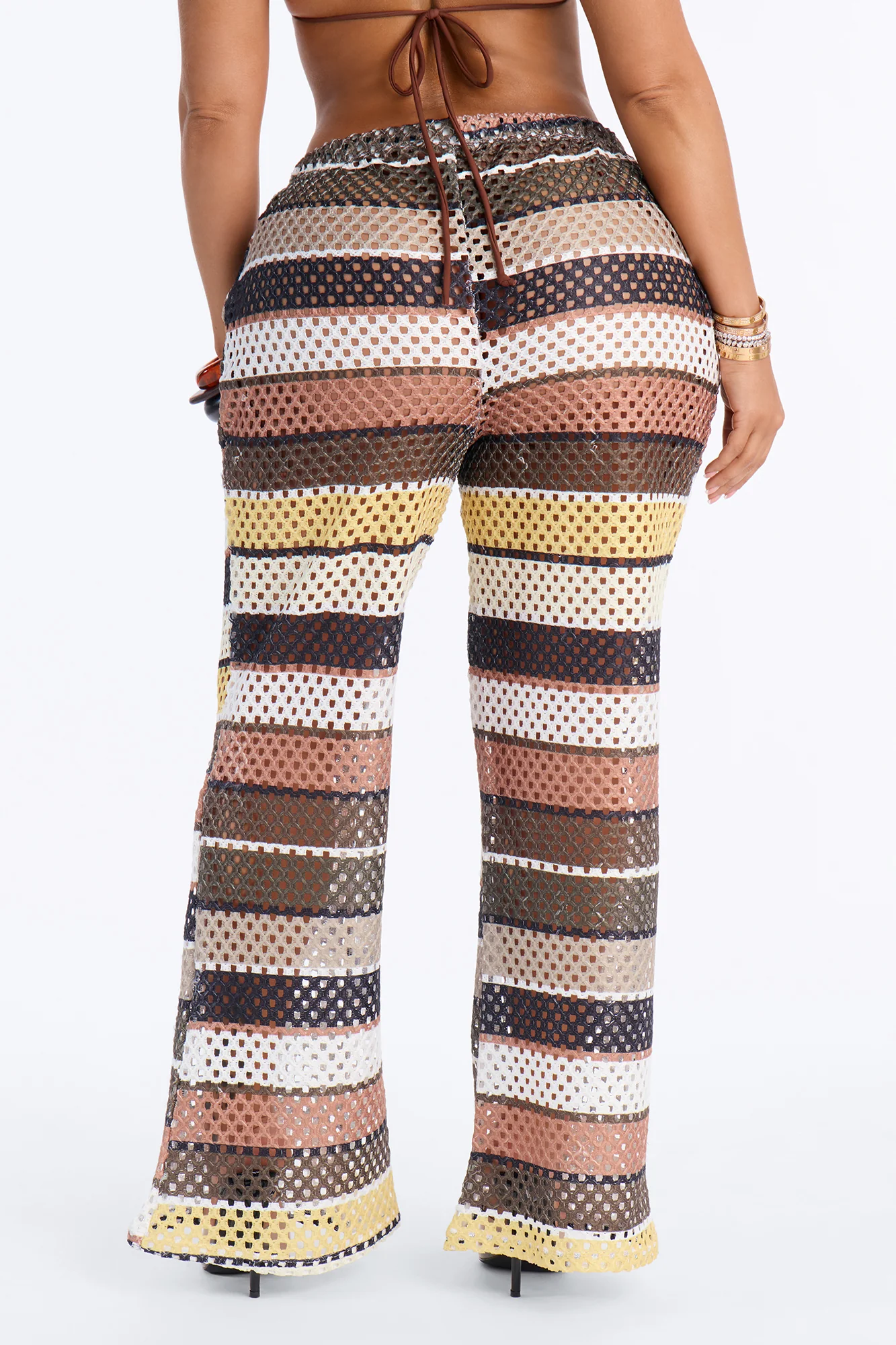 Paradise Sun Stripe Cover Up Pants - Brown/combo - Image 4
