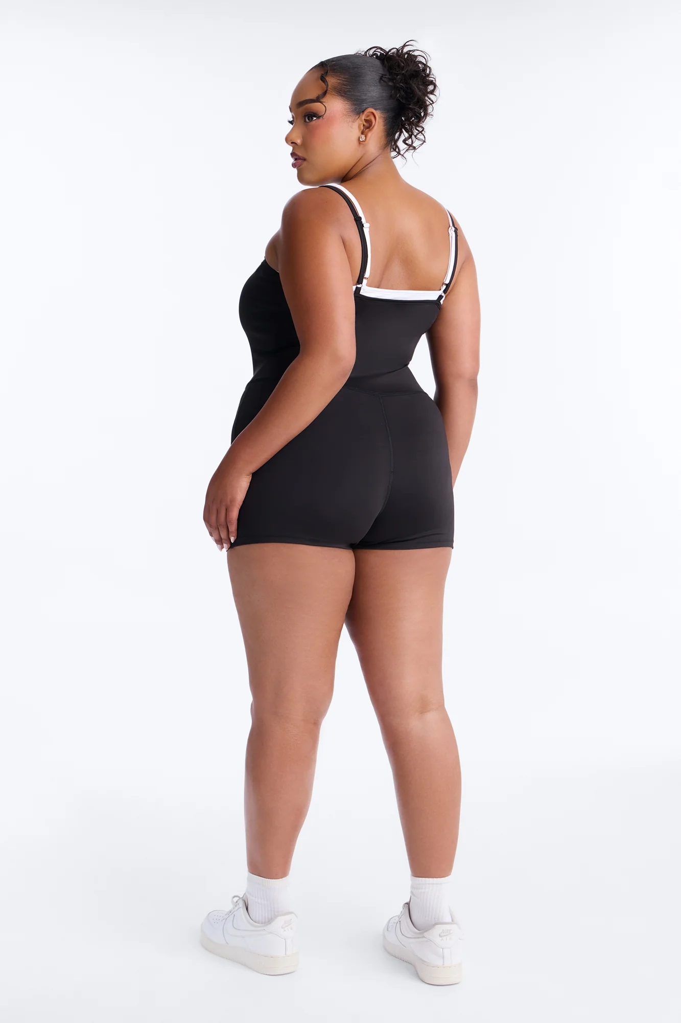 Parker Two Trim Spaghetti Strap Romper - Black/White - Image 8