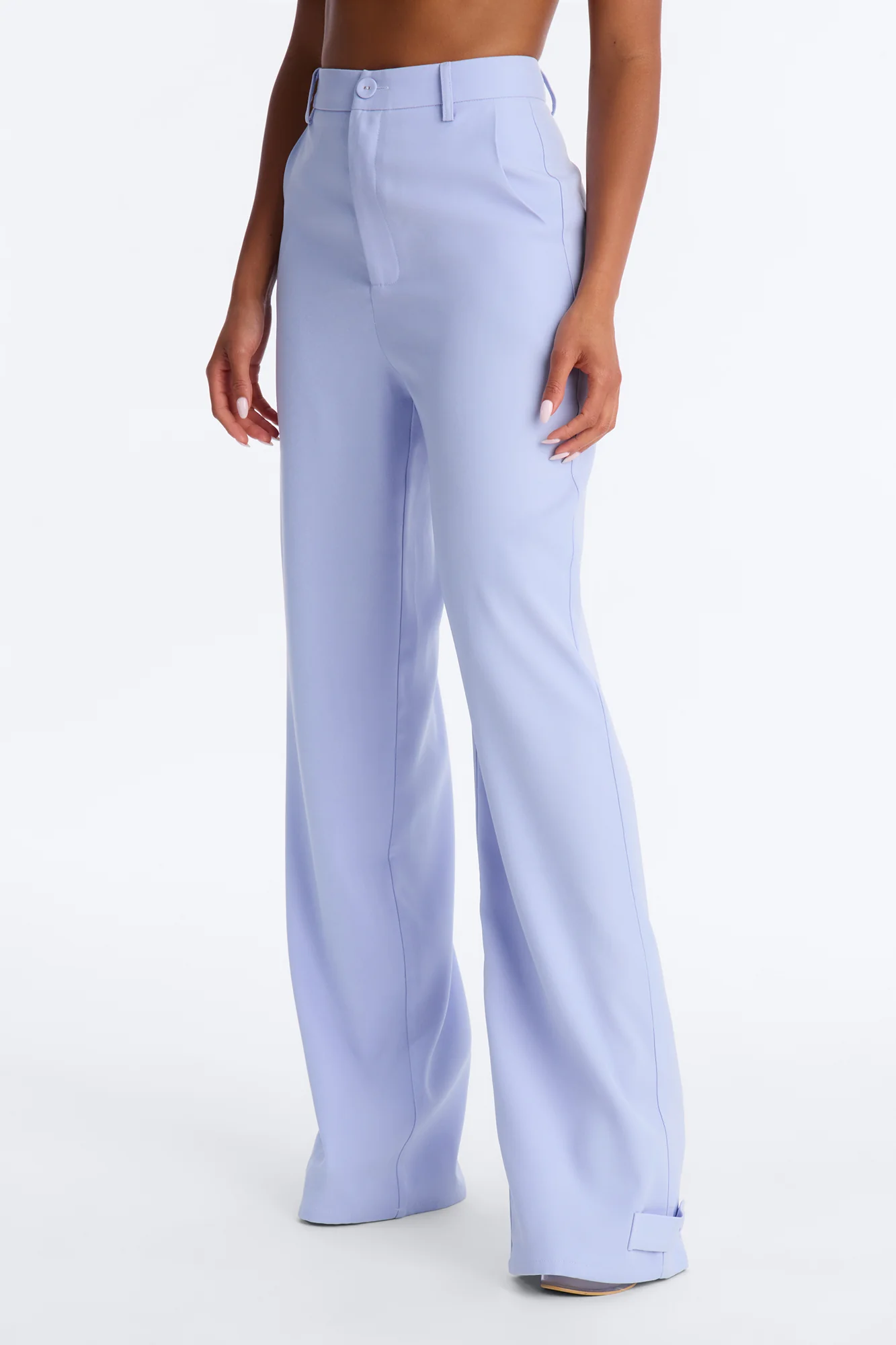 Penelope High Rise Straight Leg Trouser Pant - Light Blue - Image 2
