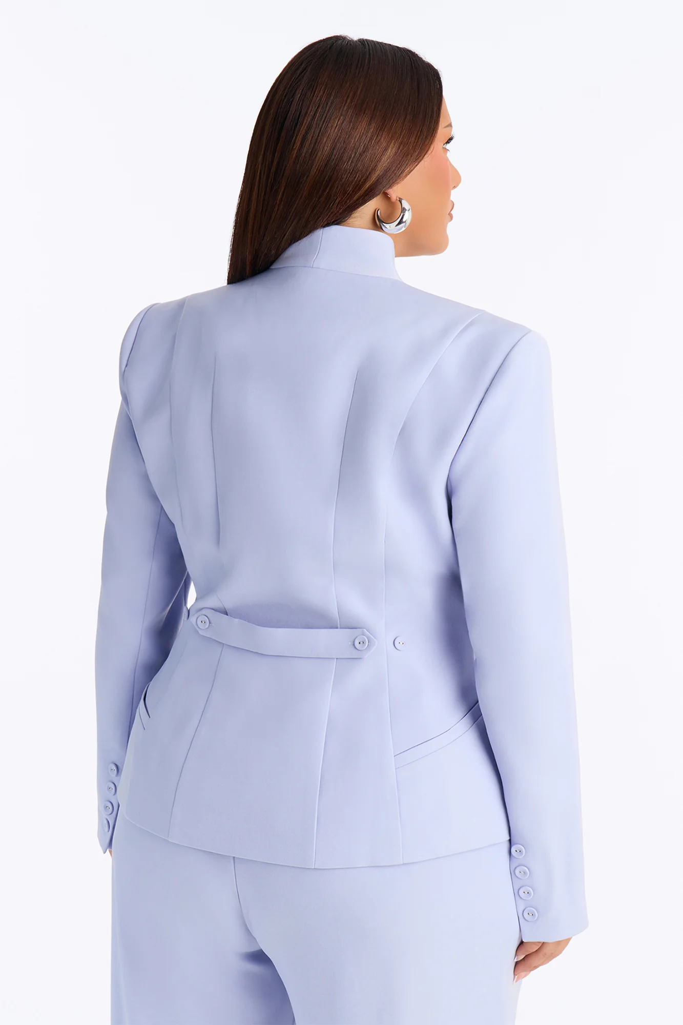 Penelope Long Sleeve Button Up Blazer - Light Blue - Image 7