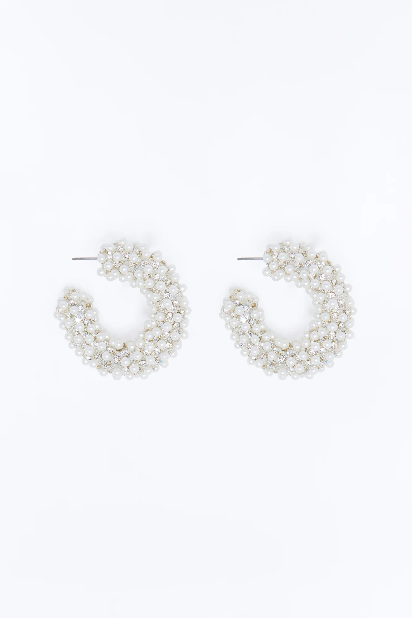 Perfectly Chic Hoop Earrings - White/Silver - Image 3