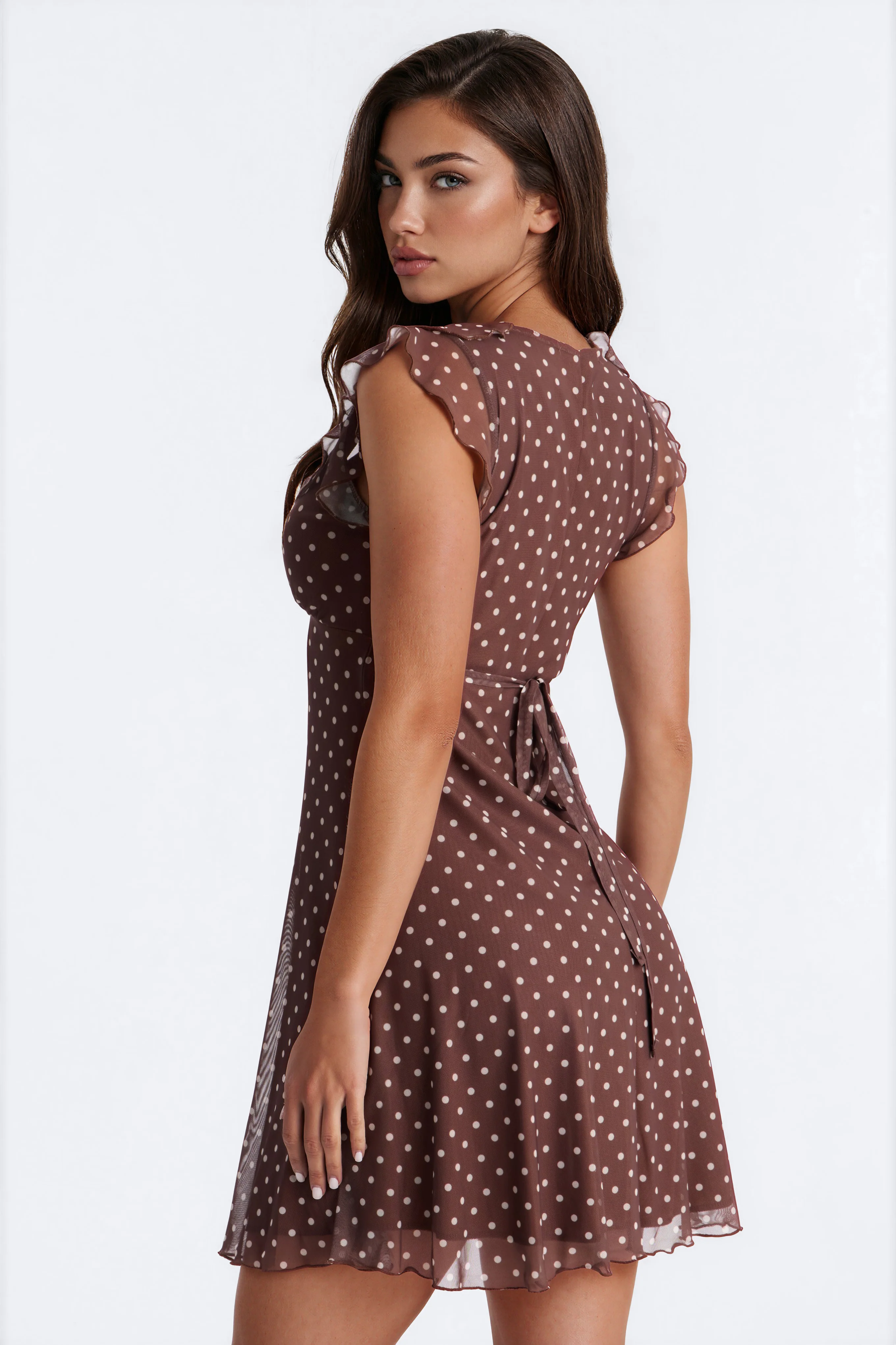 Perfectly Sweet Mesh Mini Dress - Brown/combo - Image 4