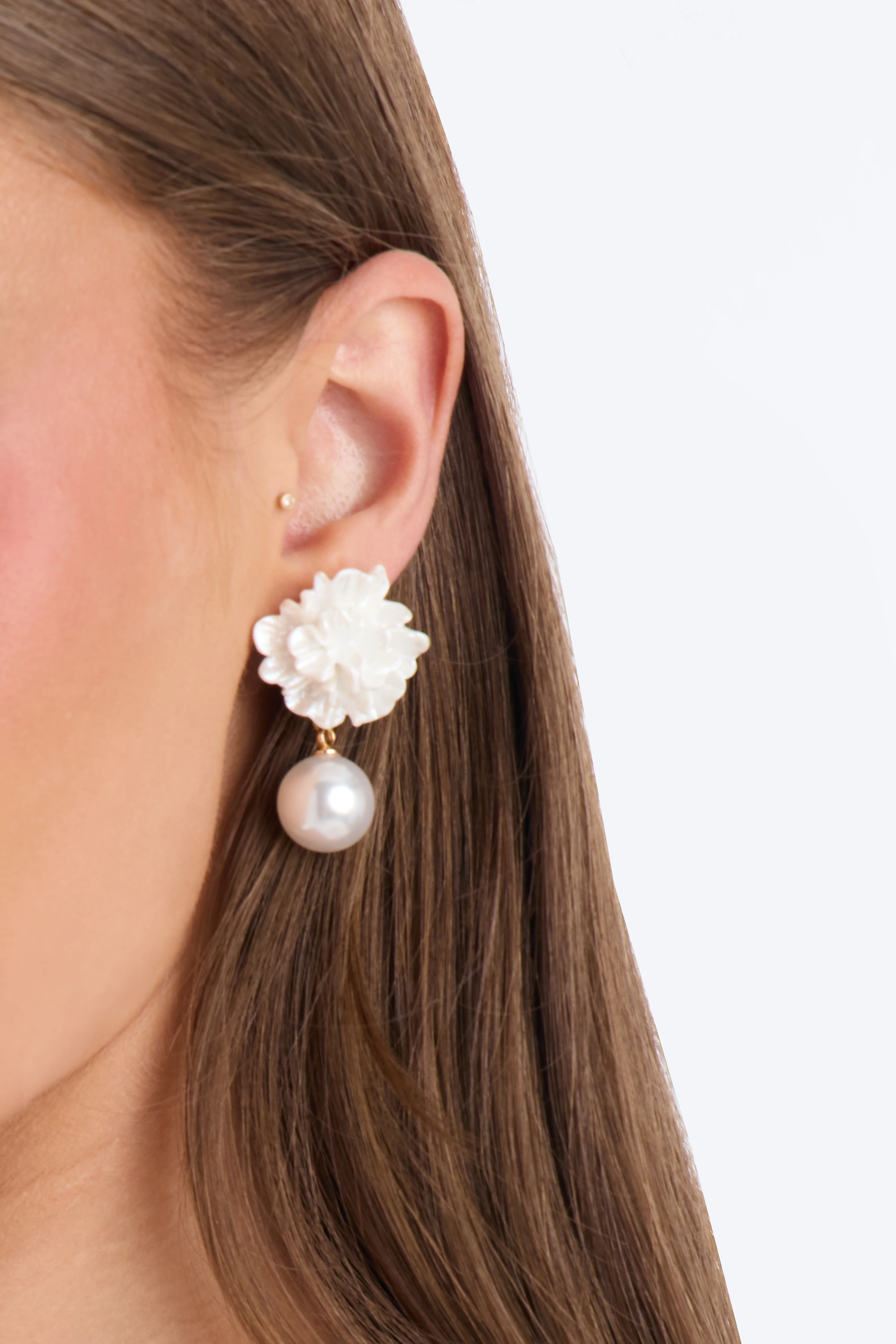 Petal Luxe Pearl Drop Earrings - White - Image 3