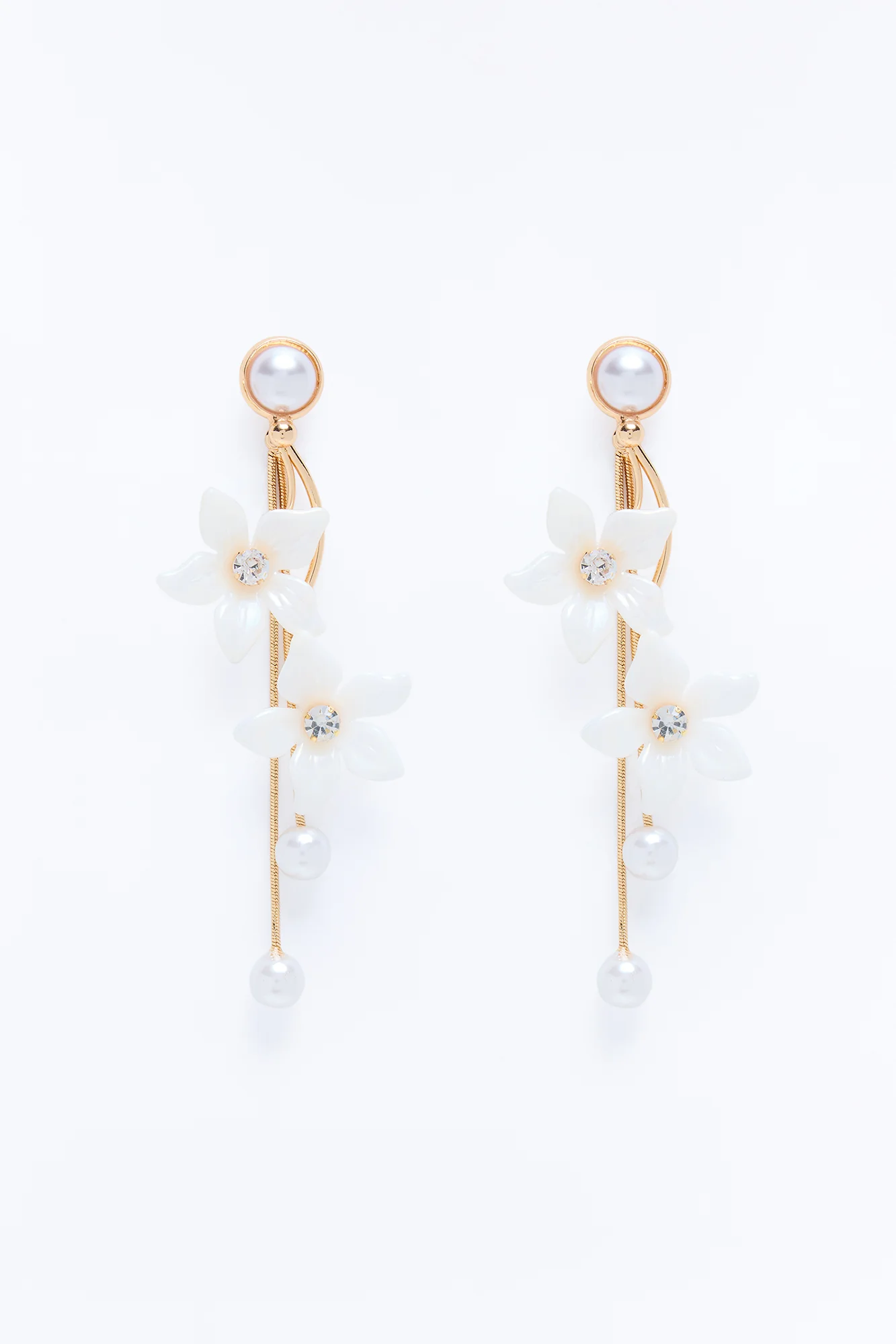 Petals And Prosecco Drop Earrings - White/Gold