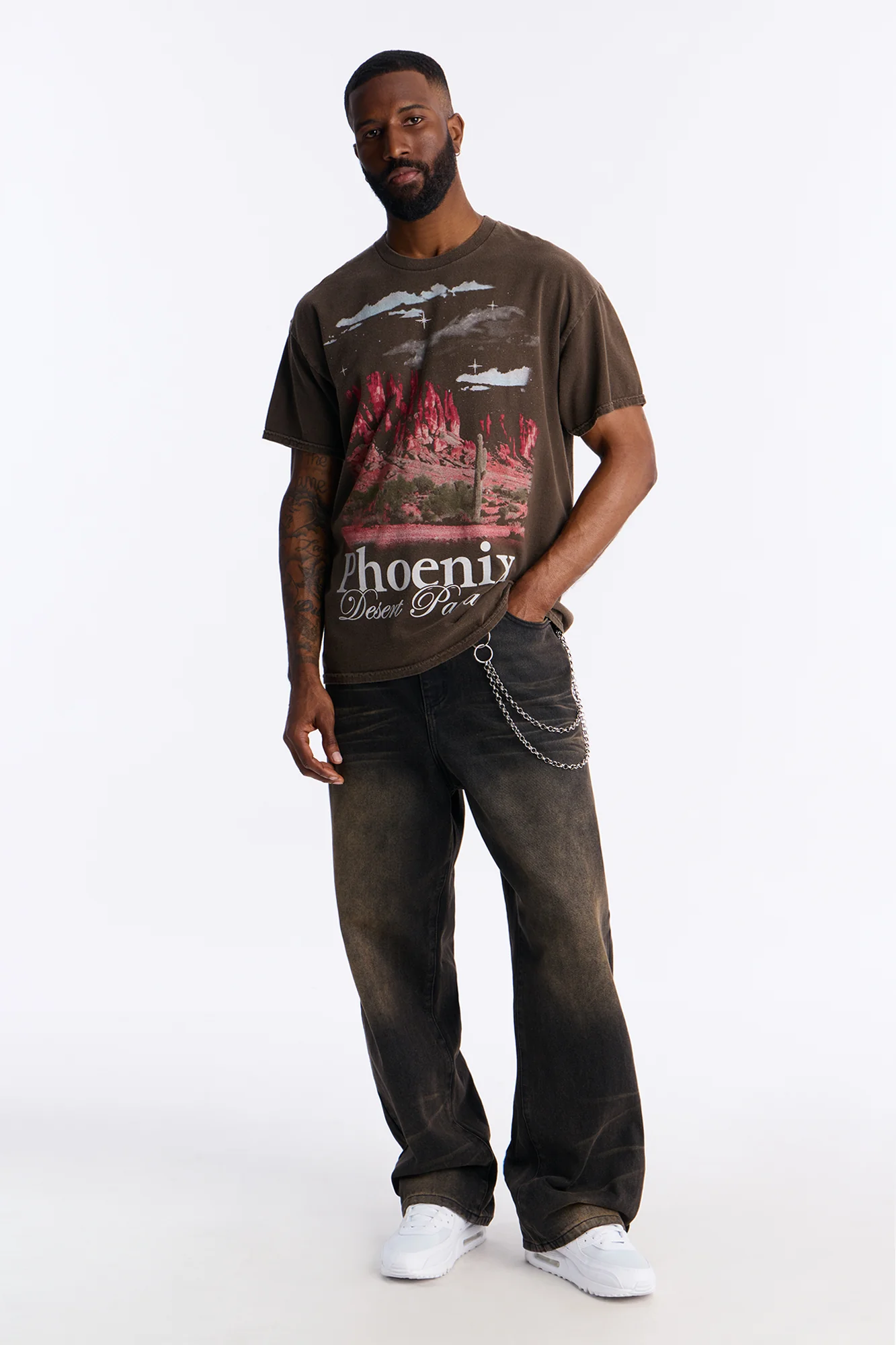 Phoenix Desert Paradise Oversized Short Sleeve Tee - Chocolate - Image 2