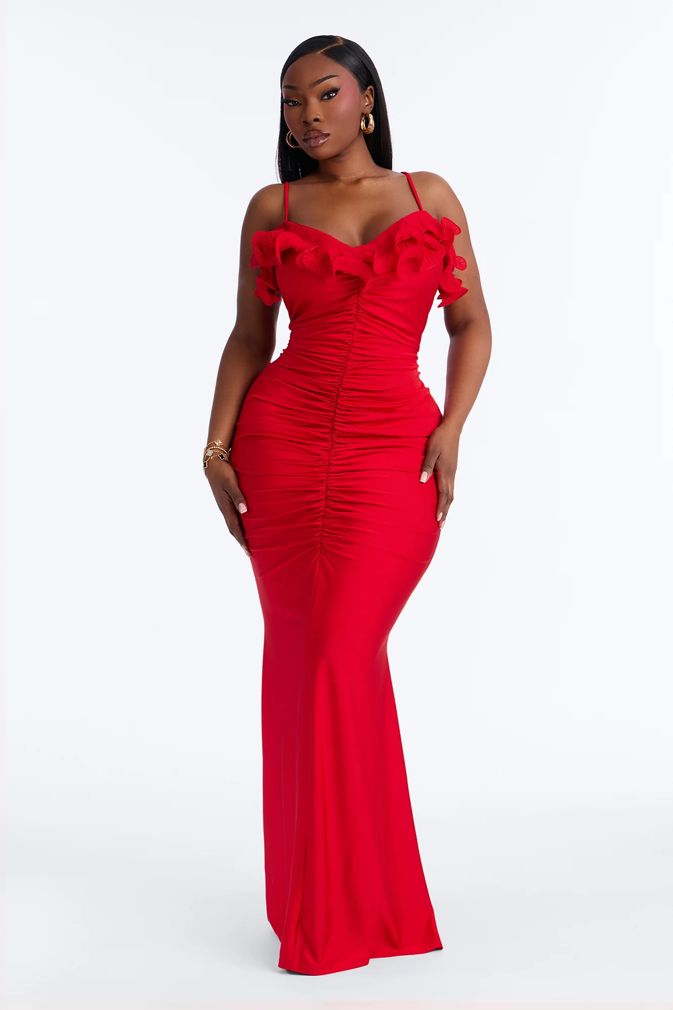 Pick Me Up At 8 Ruffle Gown - Red - Image 5