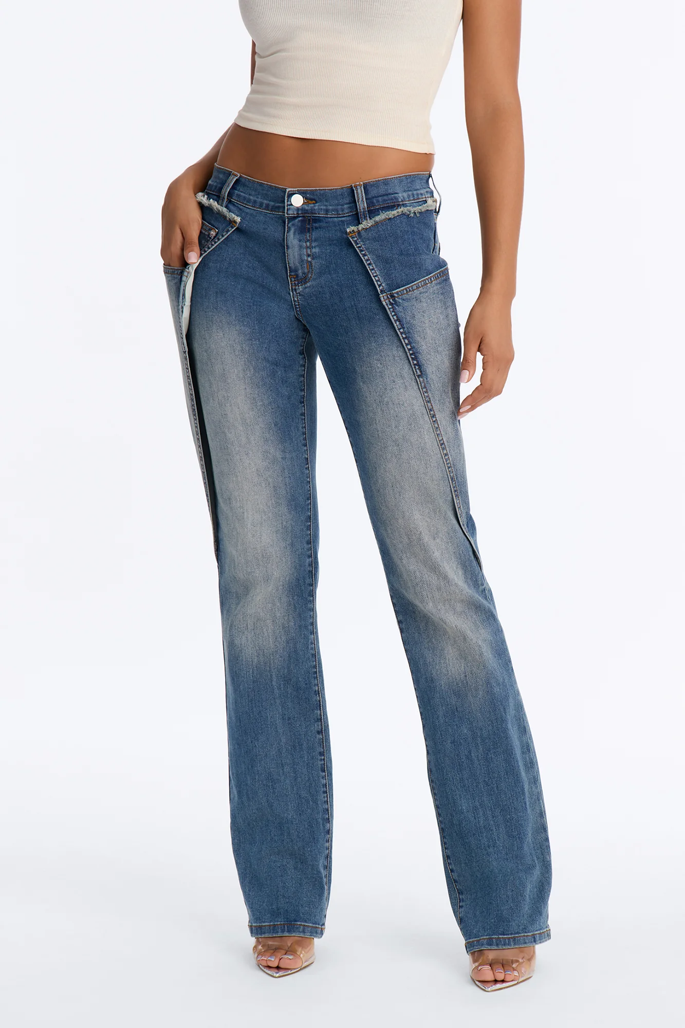 Pieces of Her Low Rise Straight Leg Jeans - Dark Wash
