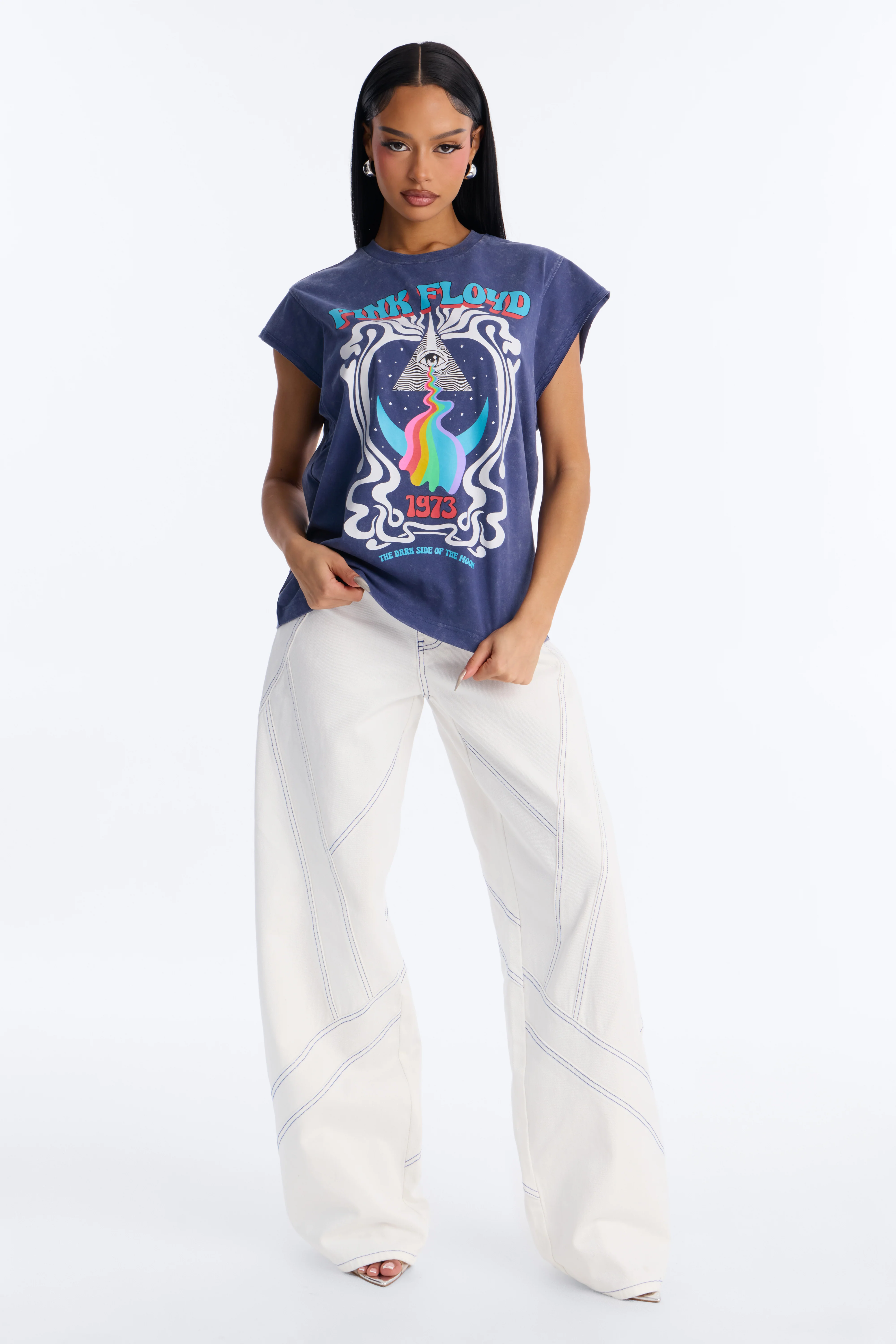 Pink Floyd Washed Muscle Concert Tank - Blue - Image 3