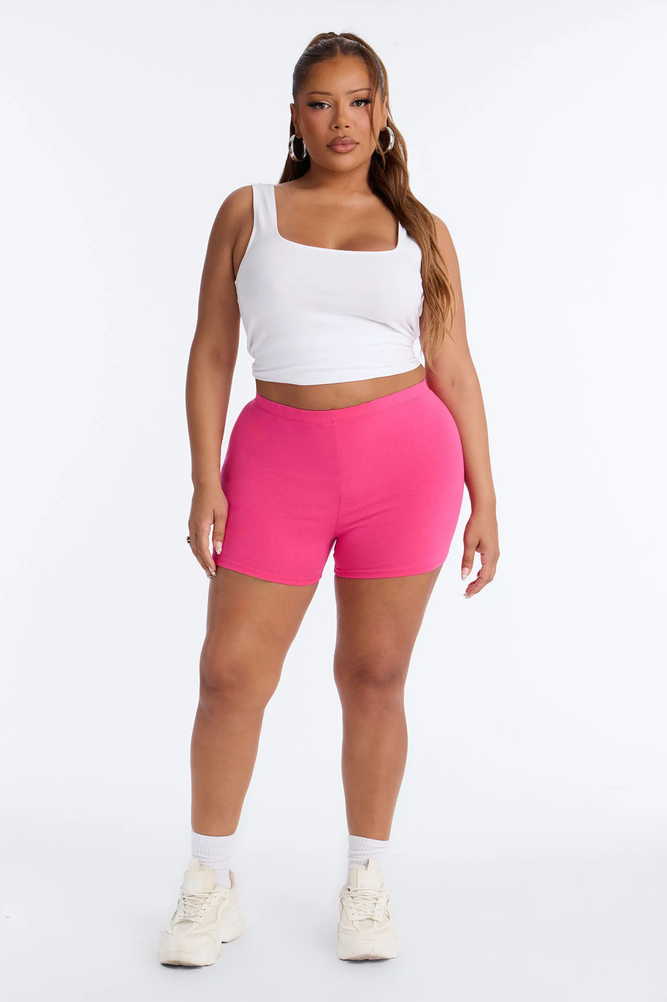 Plain Jane Mini Shorts - Hot Pink - Image 5