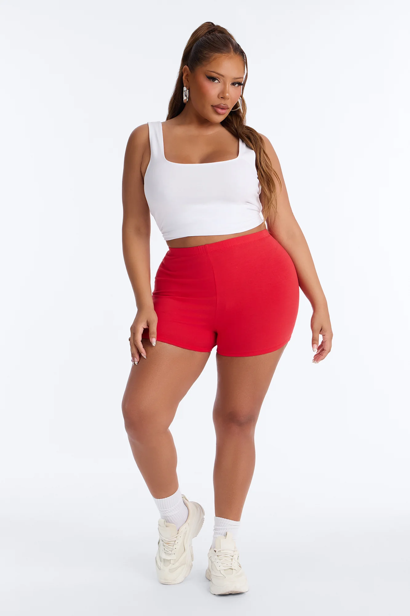 Plain Jane Mini Shorts - Tomato Red - Image 5