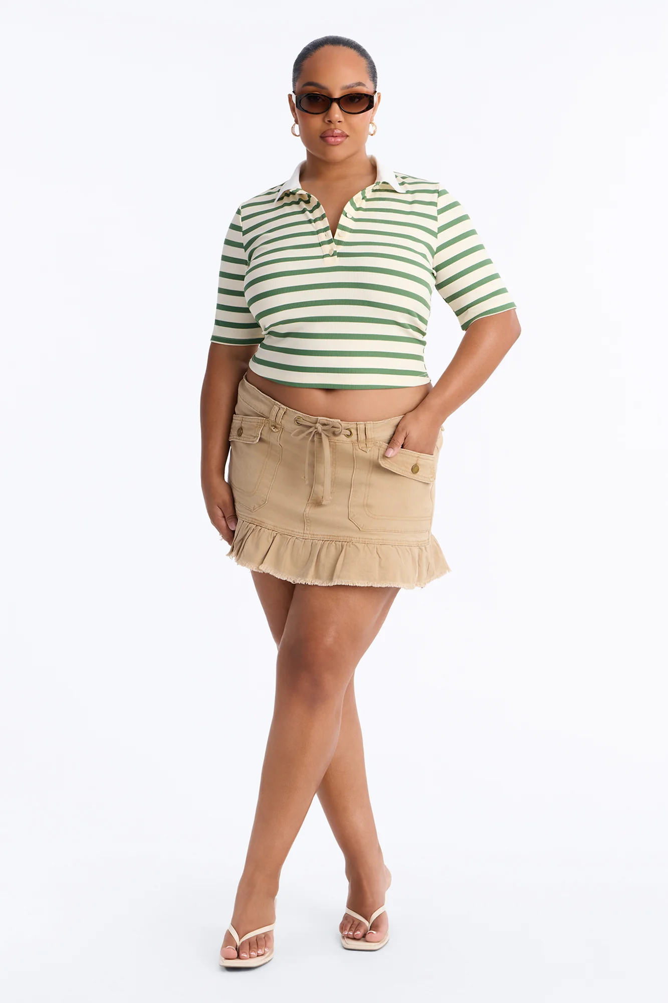 Play For Keeps Low Rise Cargo Mini Skirt - Khaki - Image 4