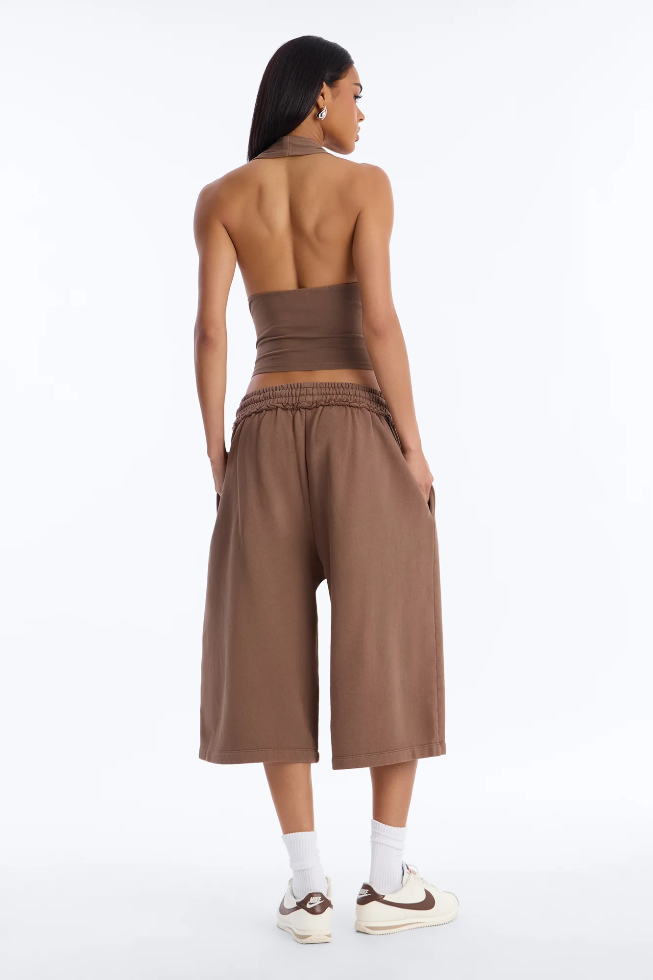 Play Hard To Get Wide Leg Jorts - Brown - Image 5