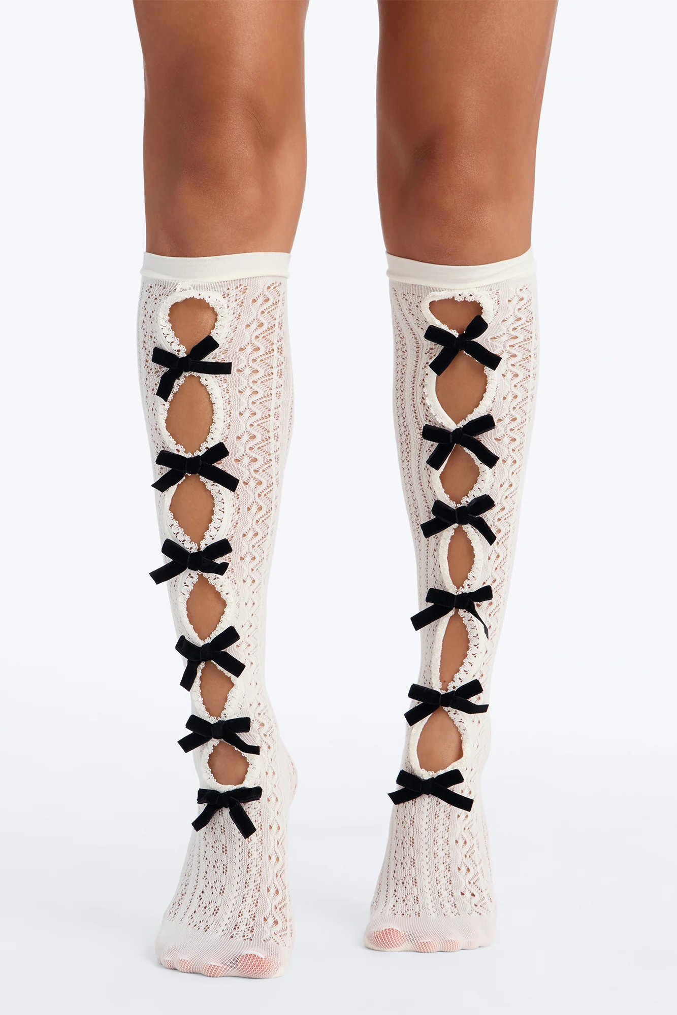 Play That Game Over The Knee Socks - White/Black