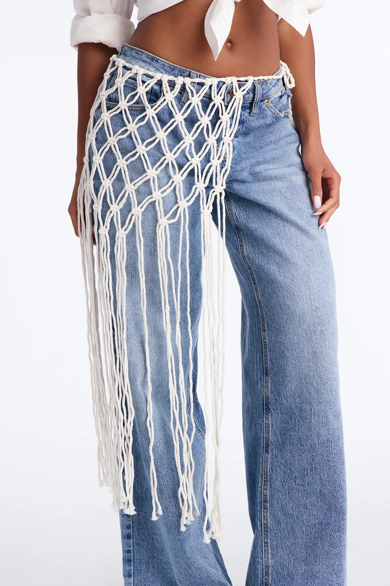 Plenty Of Fish Crochet Scarf Belt - Ivory
