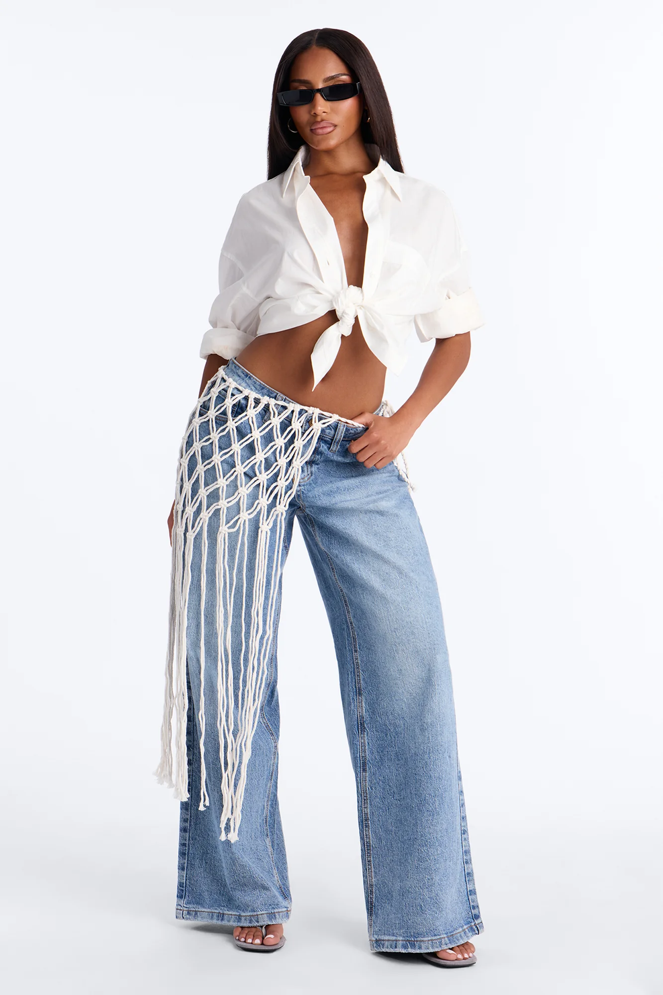 Plenty Of Fish Crochet Scarf Belt - Ivory - Image 2